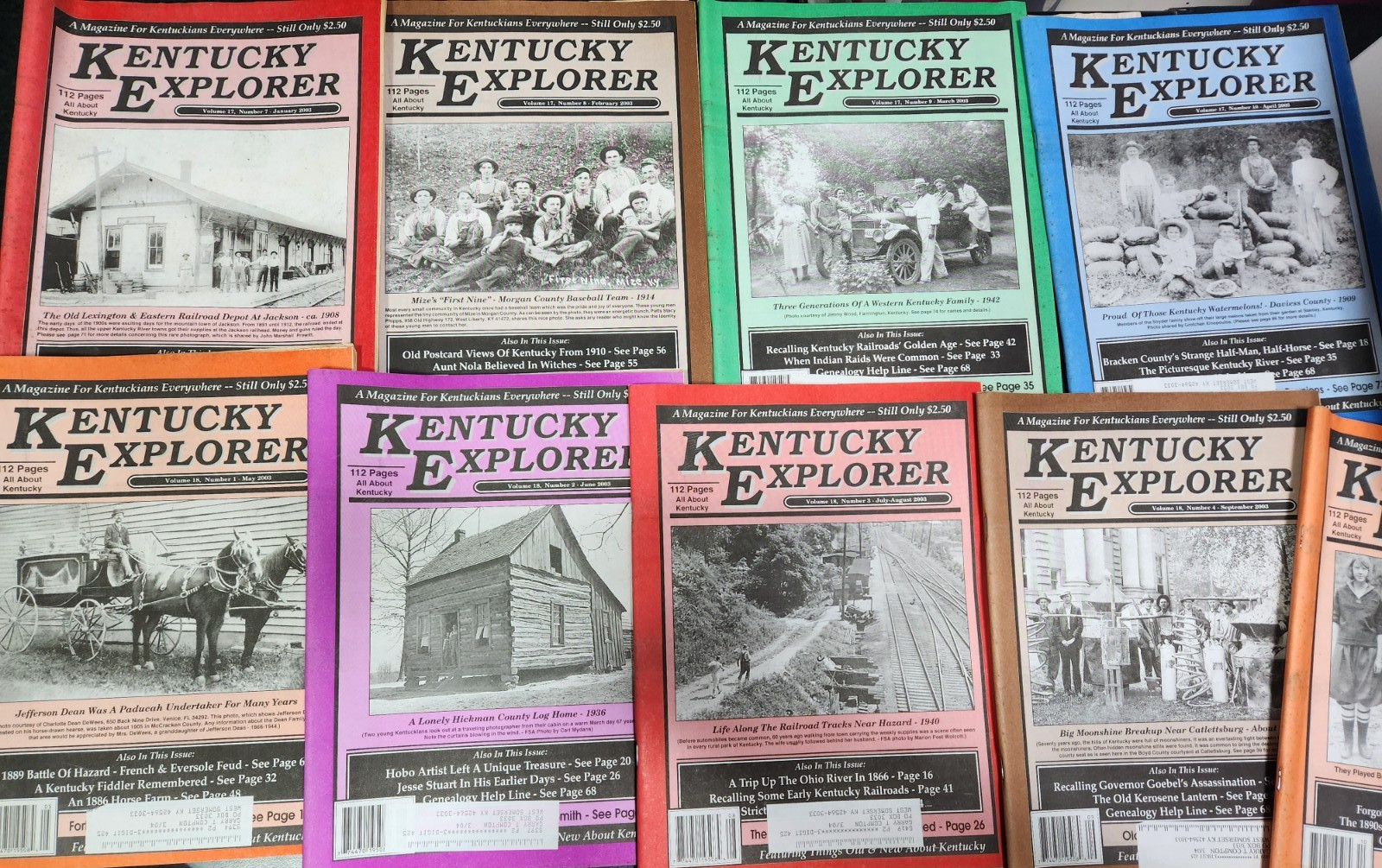 Kentucky Explorer Magazine 2003 – Lot of 9 Issues – Good preowned condition