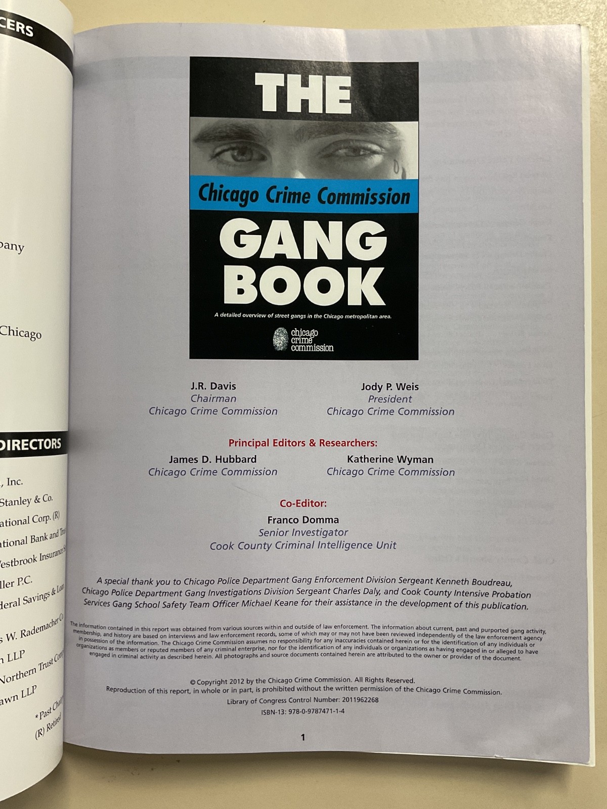 Chicago Crime Commission Gang Book 2012 SC Guide to Understanding Street Gangs