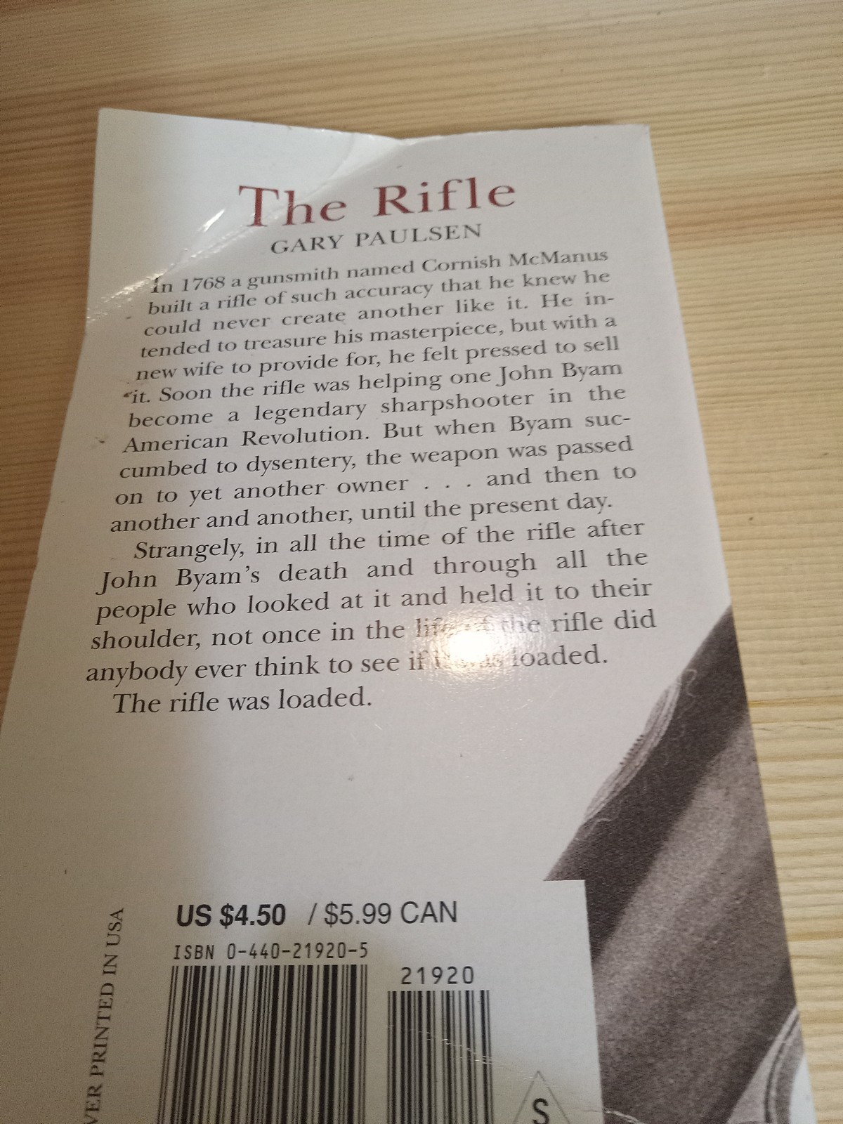 “The Rifle” Gary Paulsen Paperback 1997 105 pages