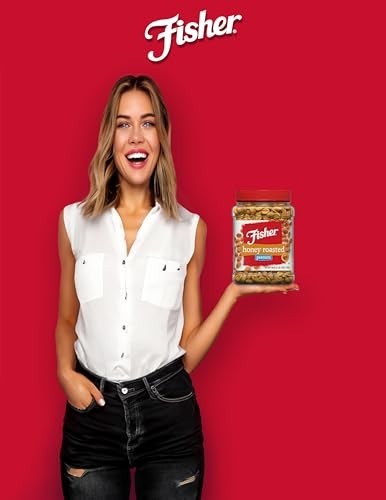 Fisher Snack Honey Roasted Peanuts, 36 Ounces (Pack of 6), Made with Real Honey,