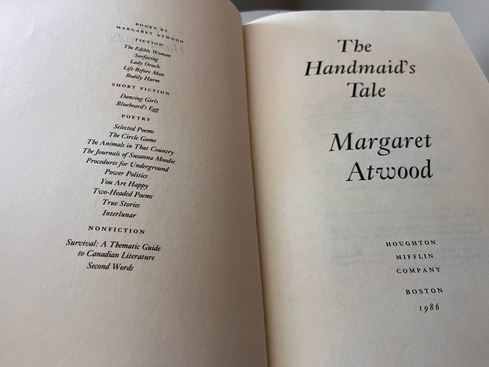 The Handmaid’s Tale by Margaret Atwood 1986 1st American Ed 1st Printing HC DJ
