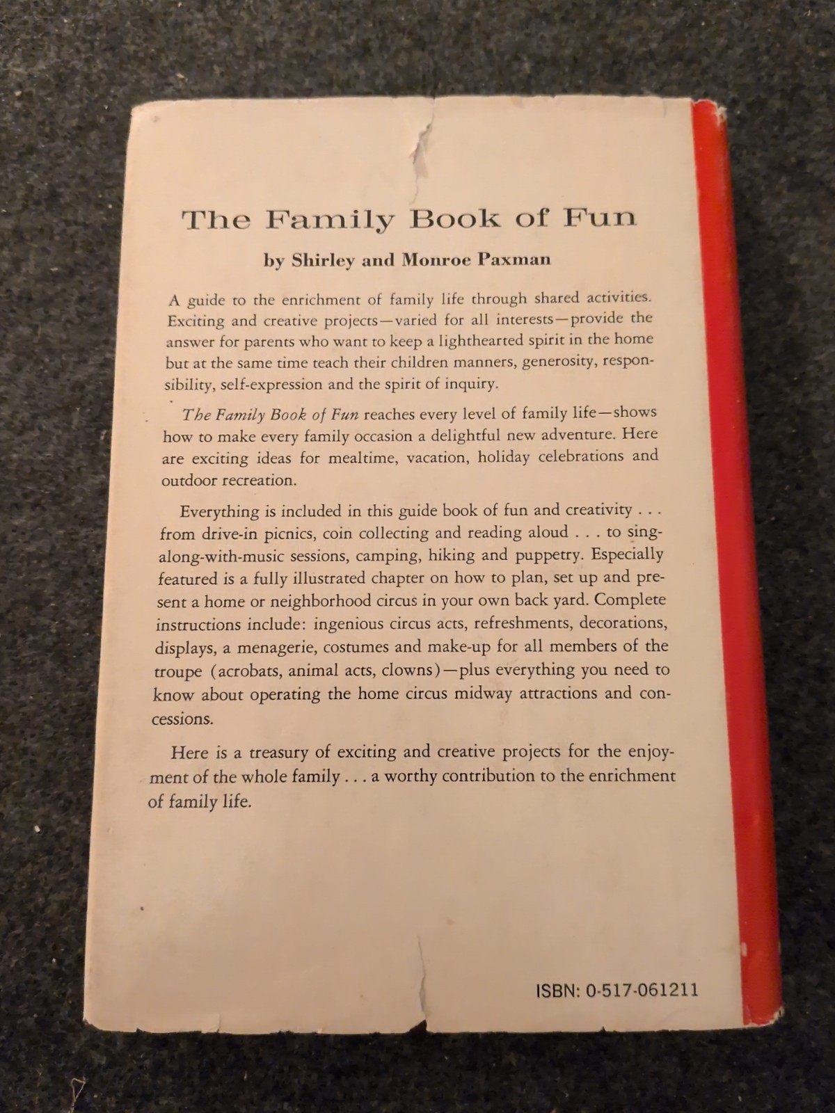 1960 Vintage Children’s Crafts Book “838 Ways to Amuse a Child” Dust Jacket (A)
