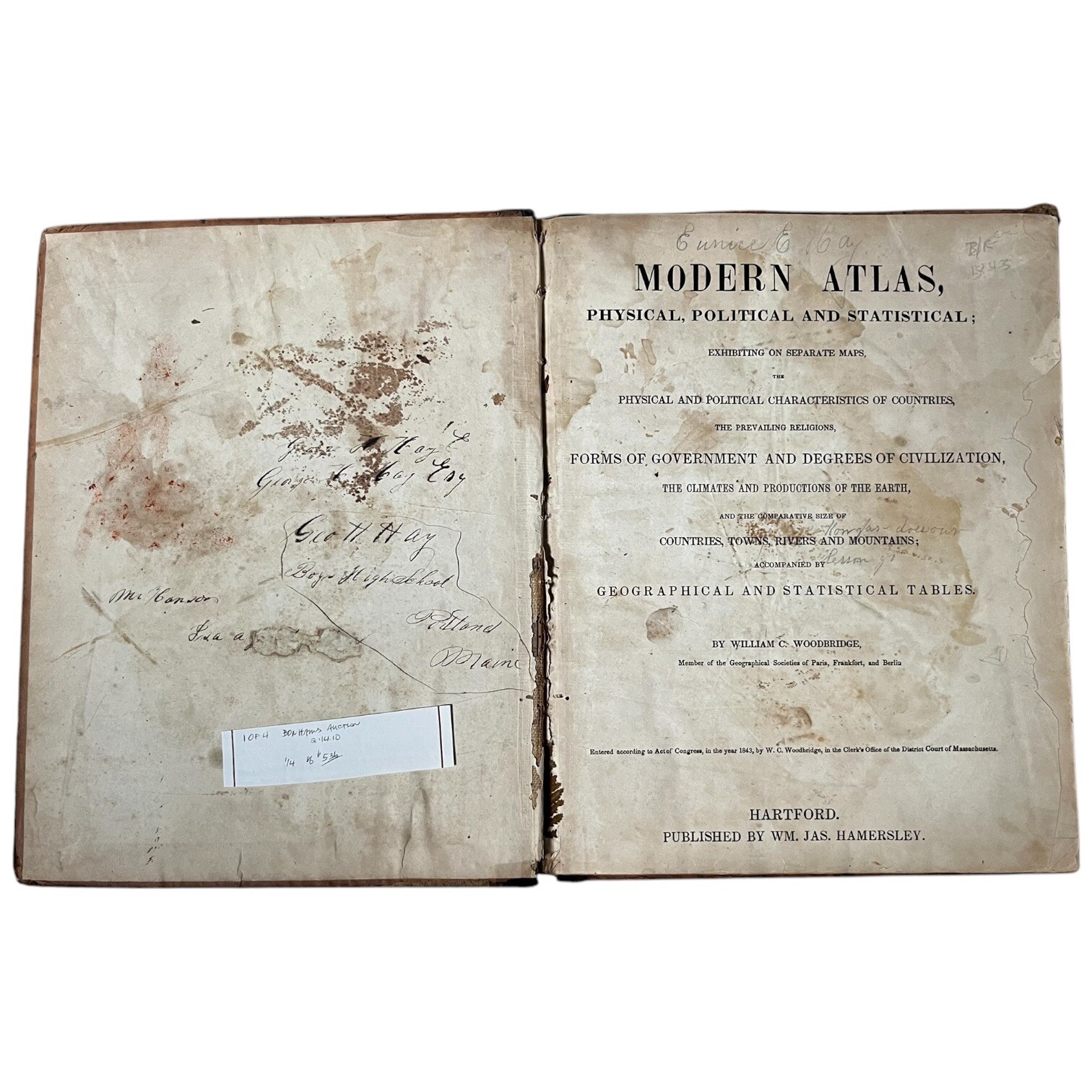 Antique Modern Atlas To Accompany Woodbridge Universal Geography 1840