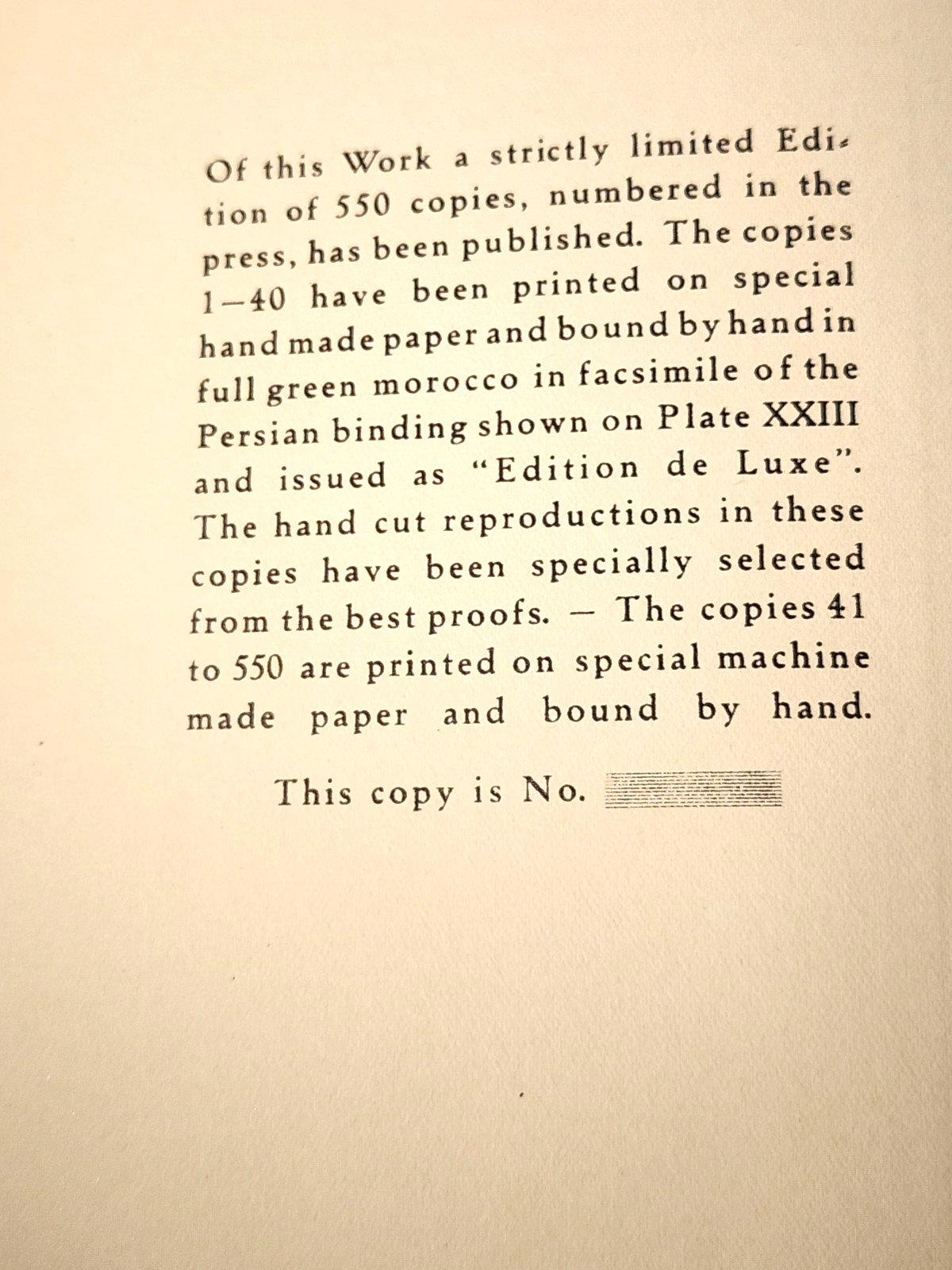 1923 ISLAMIC BOOKBINDINGS F. SARRE LIMITED EDITION 550 COPIES