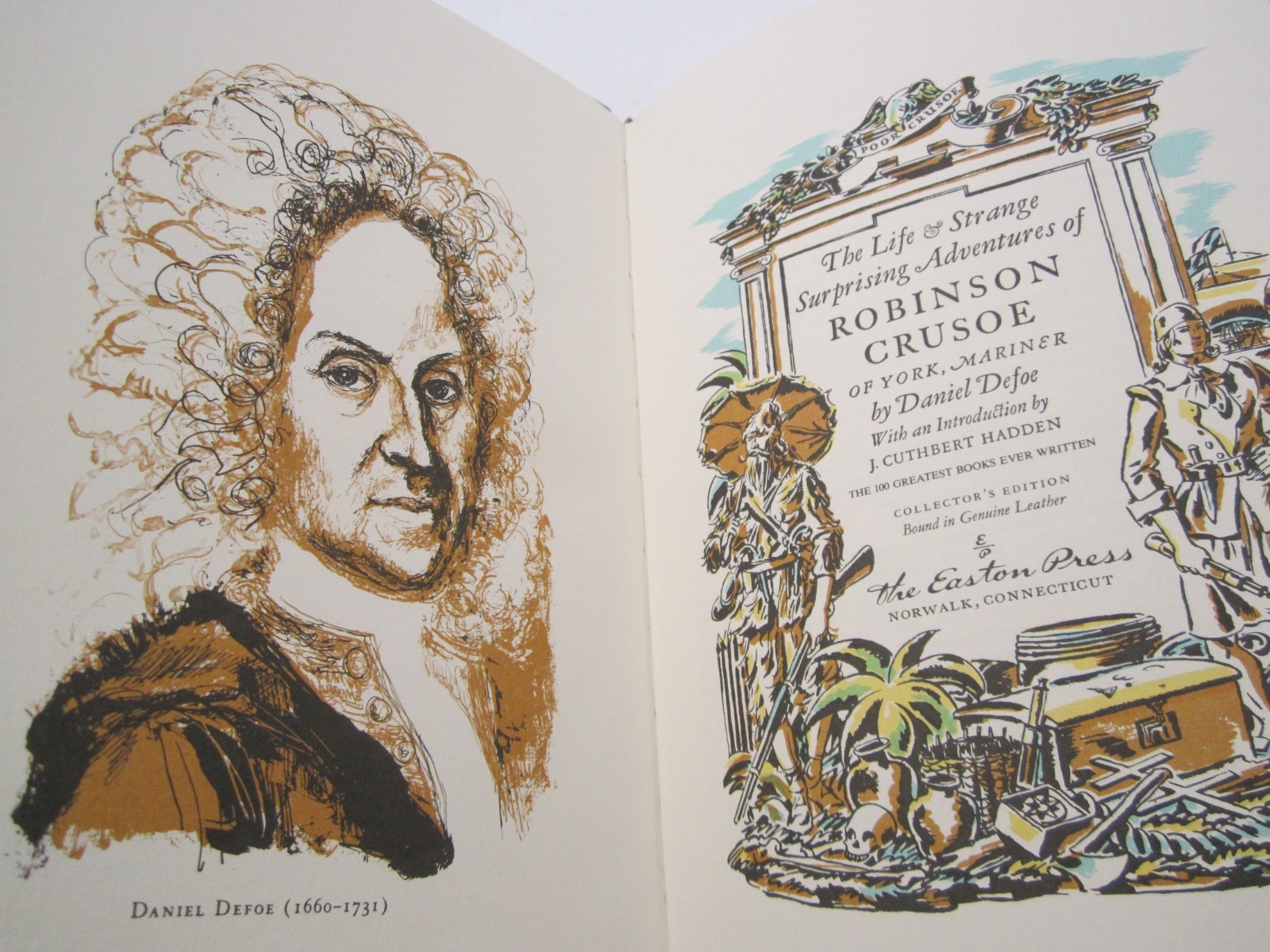 ROBINSON CRUSOE Daniel Defoe Leather Easton Press Greatest Books Ever Written
