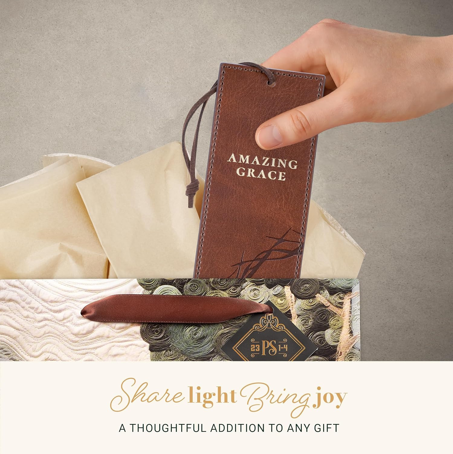 Premium Vegan Leather Inspirational Scripture Bookmark for Men & Women: Amazing