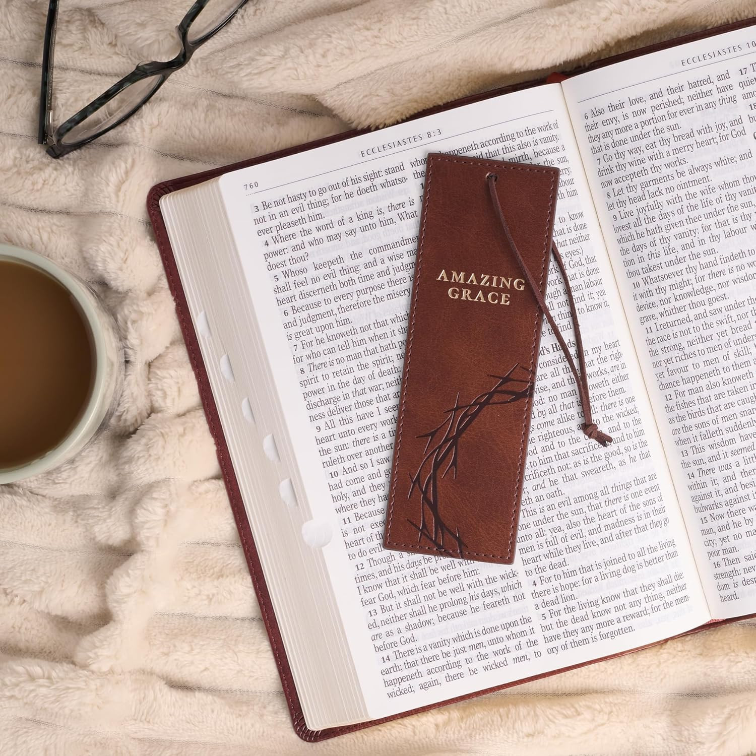 Premium Vegan Leather Inspirational Scripture Bookmark for Men & Women: Amazing