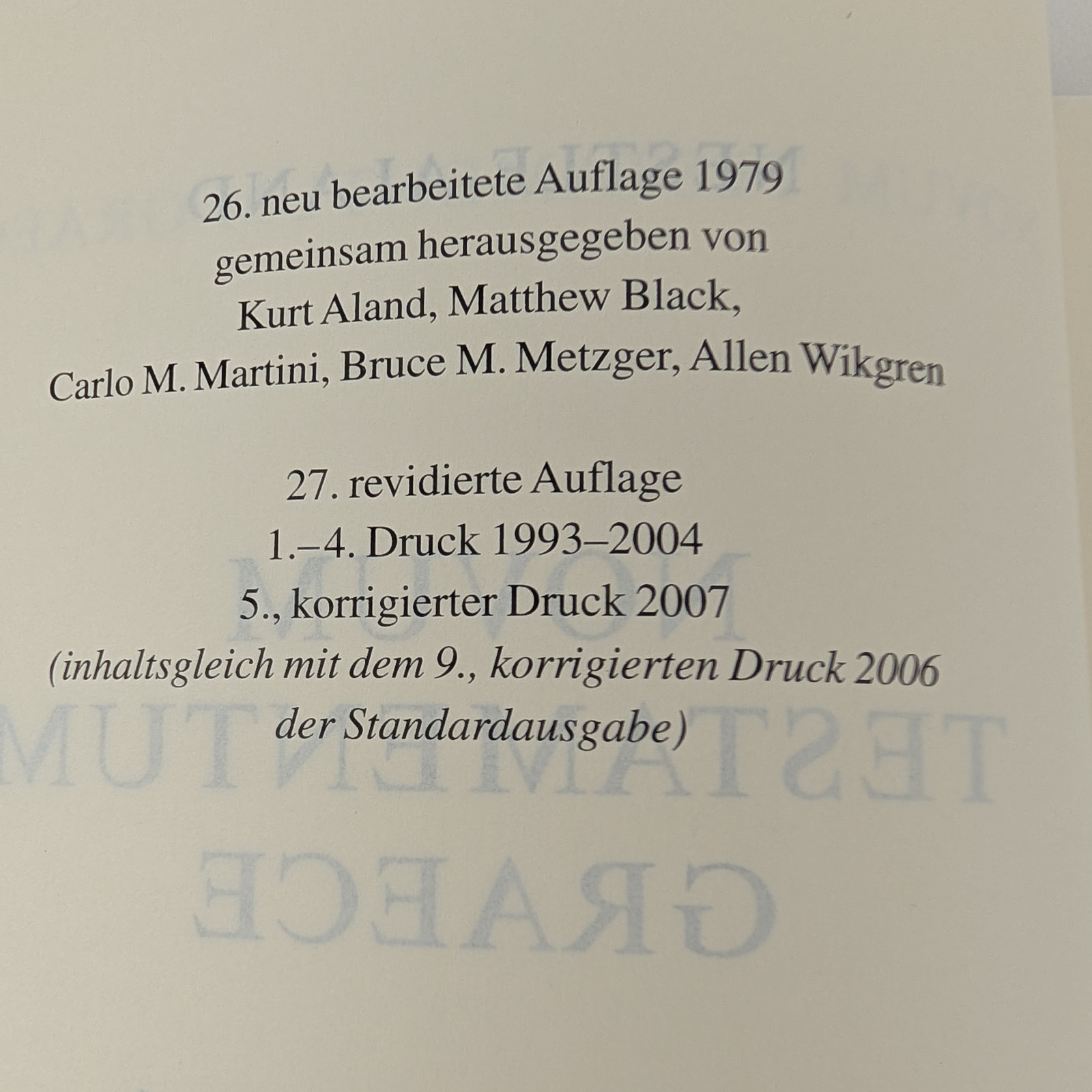 Nestle-Aland: Novum Testamentum Graece, Großdruck – 2007, 27th Revised, HC DJ