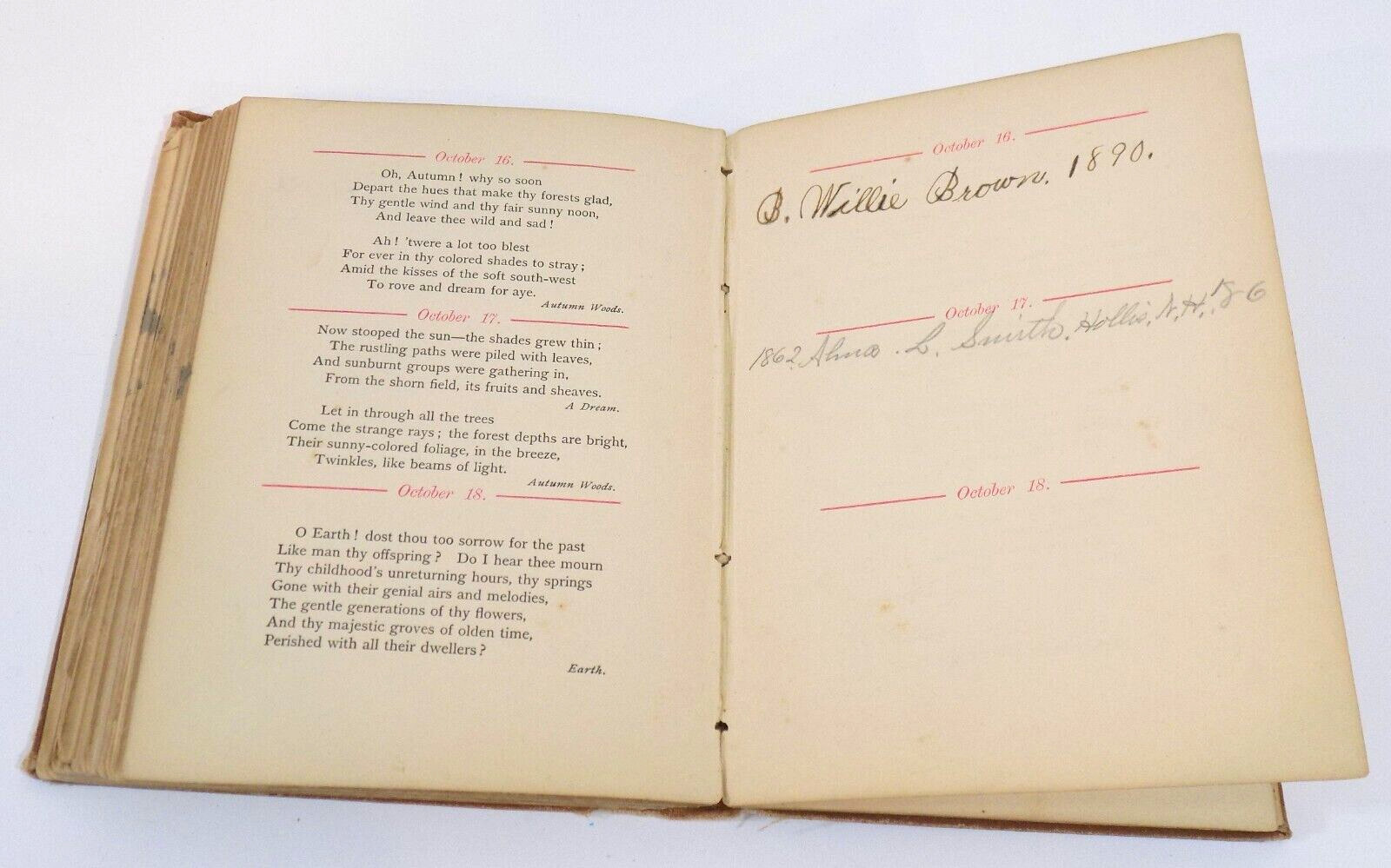 Antique Book “The Bryant Birthday Book” 1885 Gilt Decorative Cover Art