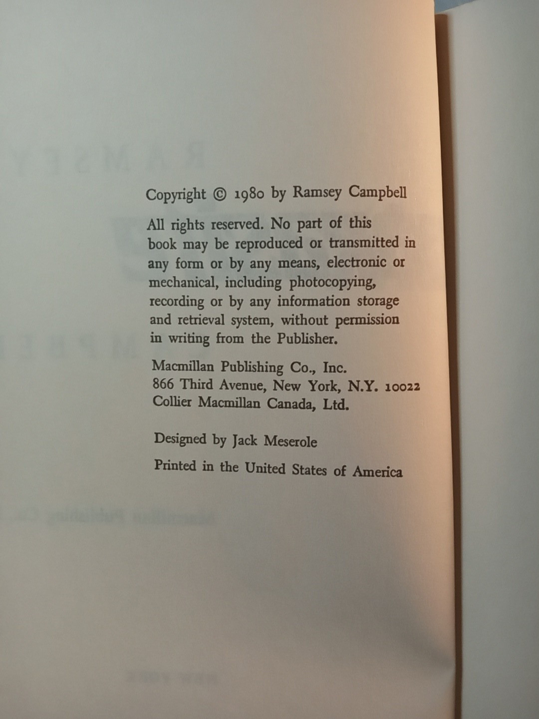The Parasite by Ramsey Campbell 1980 Harcover Dust Jacket BCE