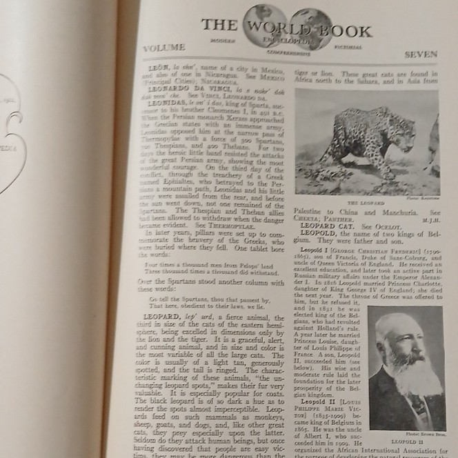The World Book Encyclopedia Vol 7 Leon to Monroe 1931 Roach-Fowler HC Illus