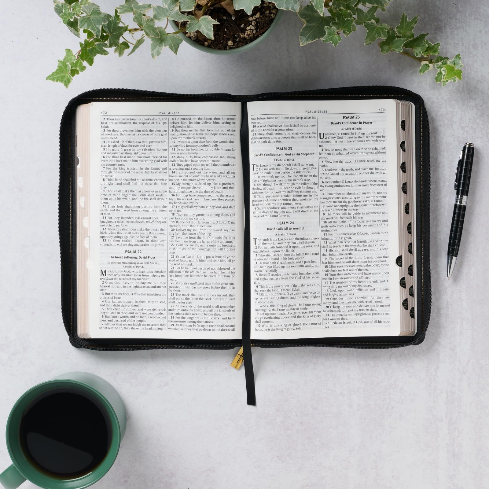KJV Holy Bible, Thinline Large Print Faux Leather Red Letter Edition Thumb In…