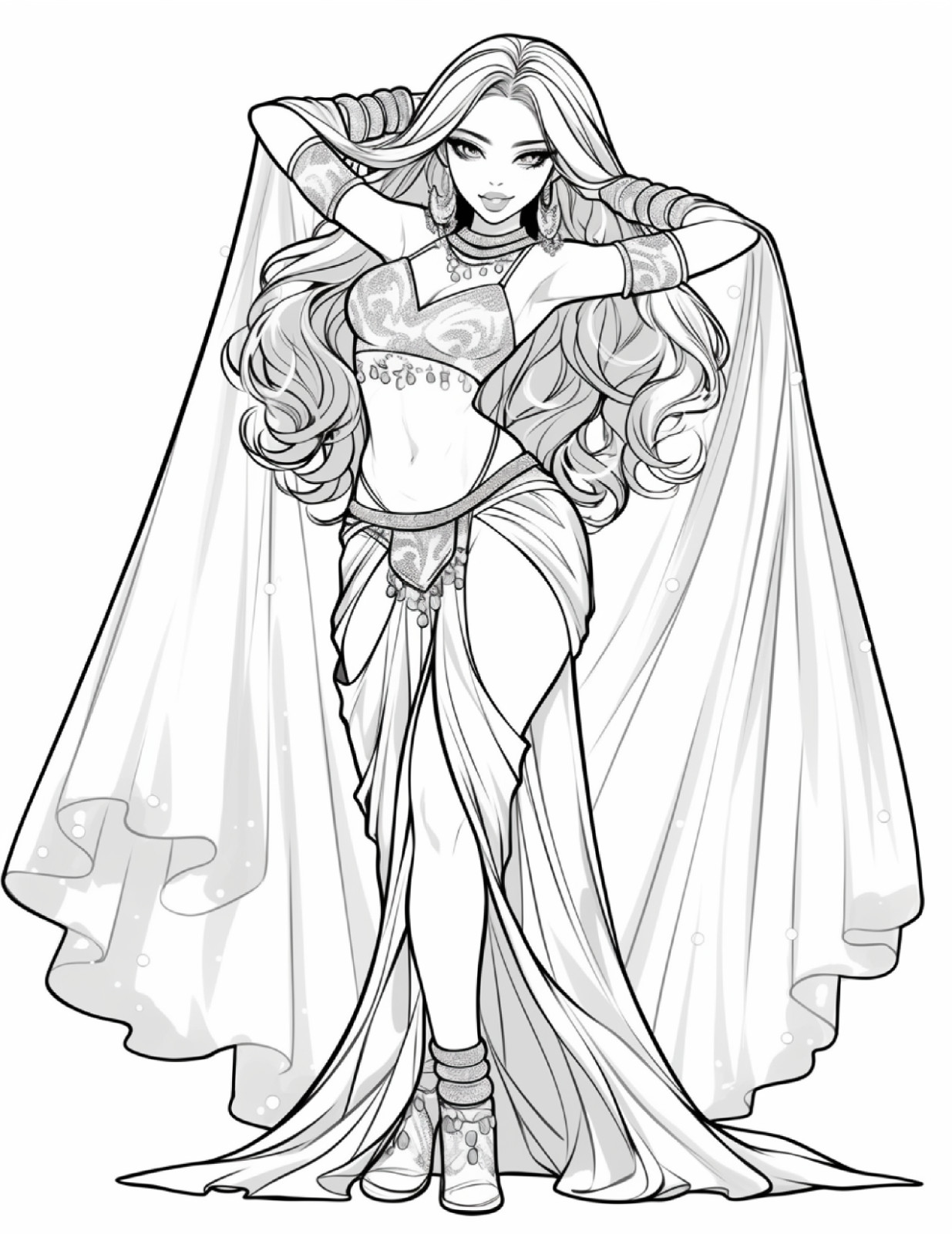 Belly Dance girls coloring bookLarge Print Easy Designs Stress Relief Coloring