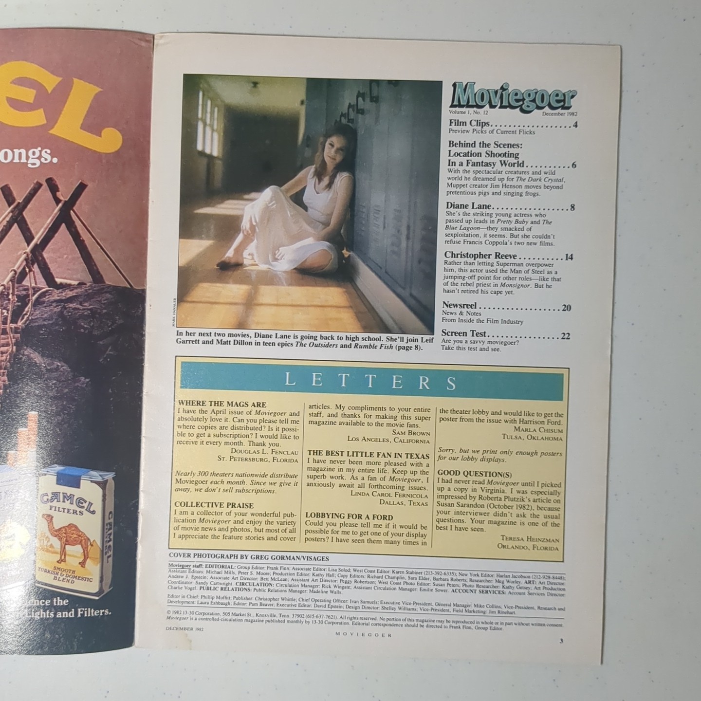 1982 DECEMBER MOVIEGOER MAGAZINE – CHRISTOPHER REEVE COVER