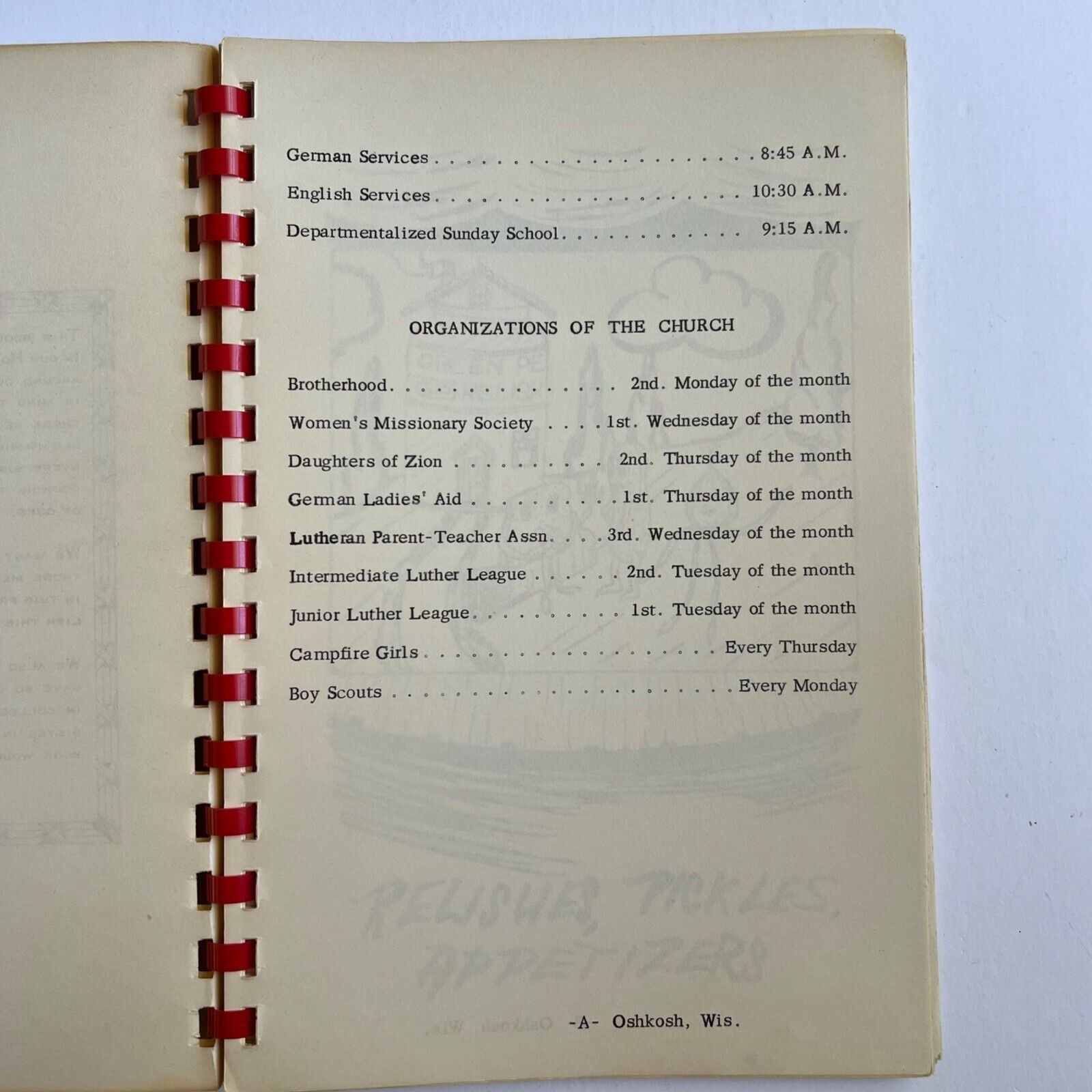 Vintage 1953 Cookbook Personal Recipes from Oshkosh WI Spiral Bound Paperback