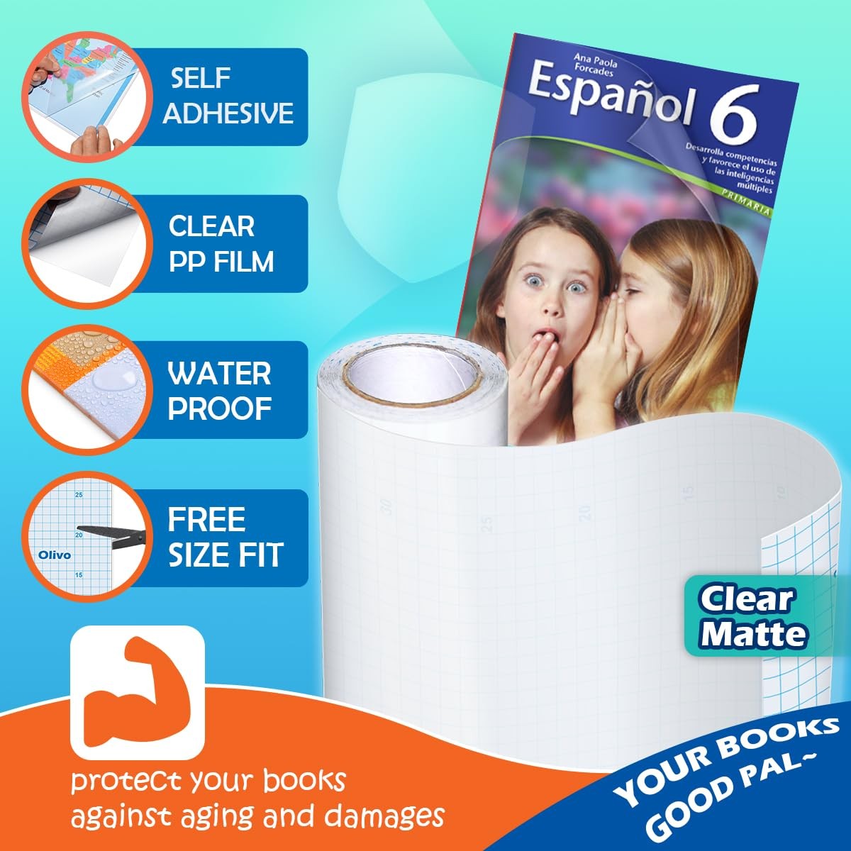Matte Clear Contact Paper Roll for Books Crafts 17.5 in x 20 ft Peel and Stic…