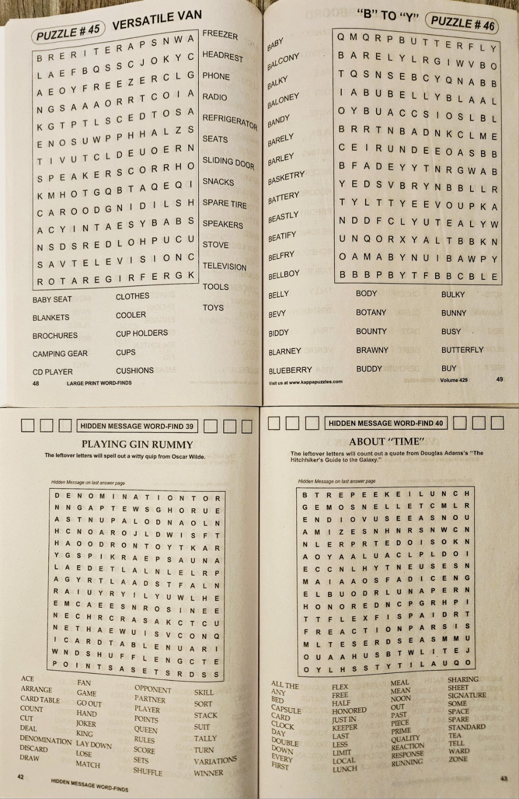 Large Print Word Search & Hidden Message Word Finds Set Of 4 Full Size Brand New
