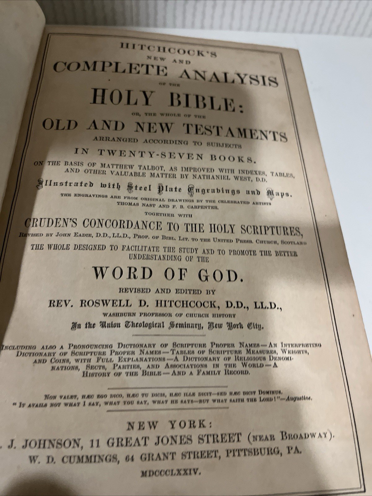Hitchcock’s New and Complete Analysis of the Holy Bible Leather Bound Gilt Edged