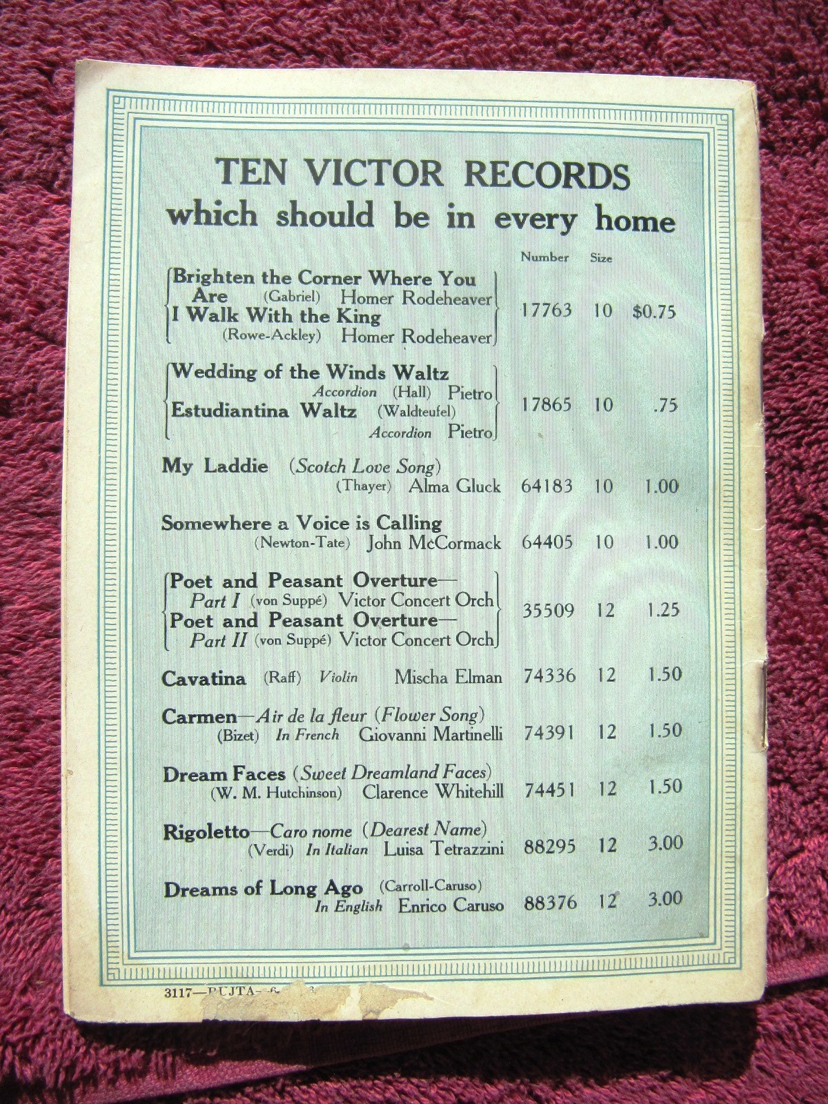 Kitty Cheatham Tribute New VICTOR RECORDS Aug 1916 Supplement Victrola CATALOG