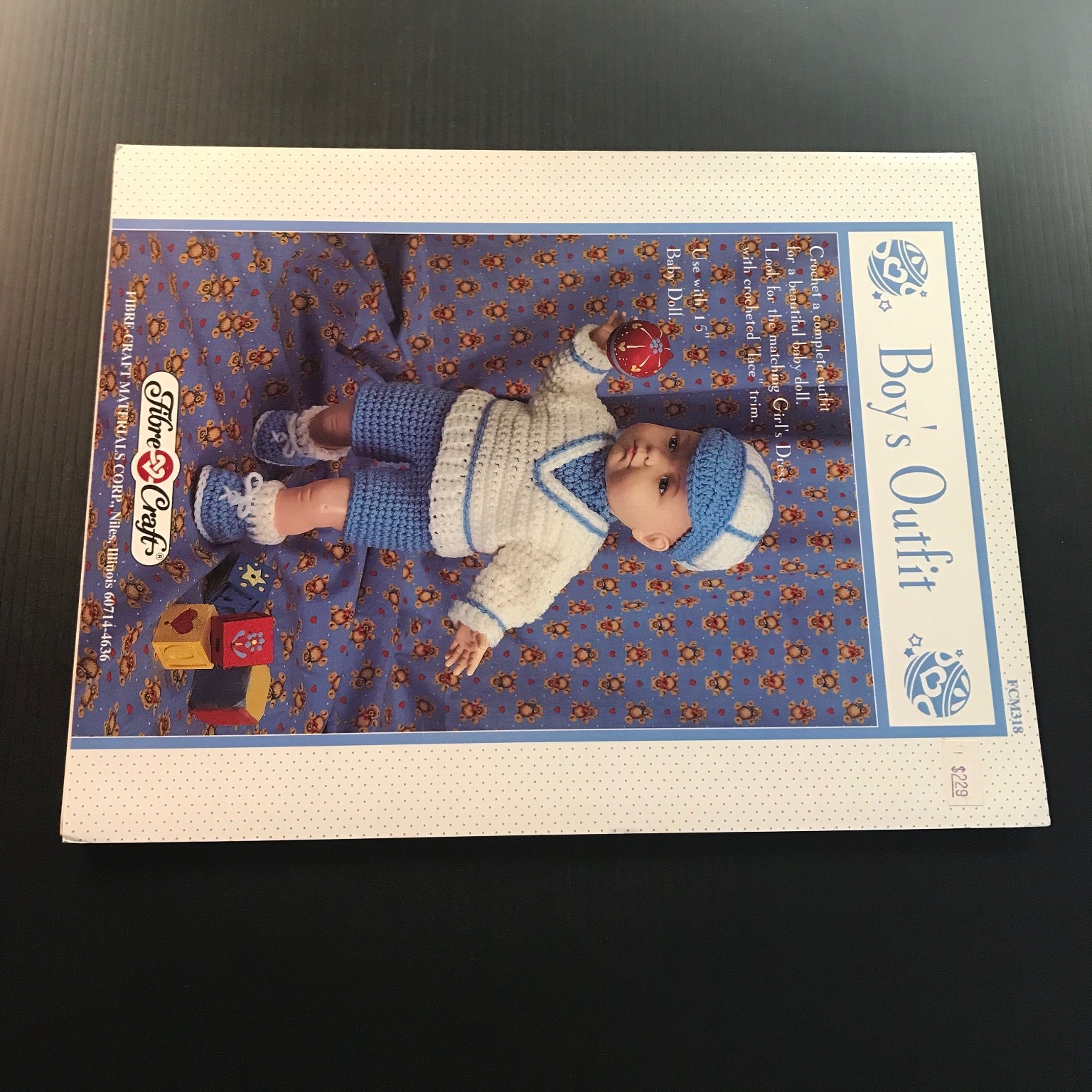 Boy’s Outfit Crochet Pattern FCM318 Fibre-Craft 15″ Baby Doll Clothes