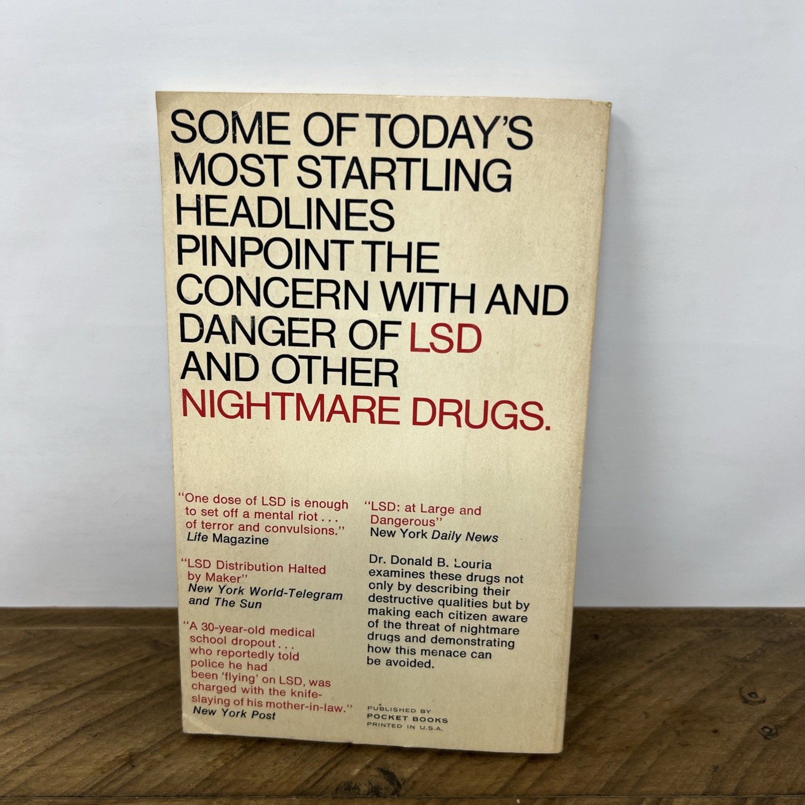 Nightmare Drugs Donald Louria MD LSD Pocket Books 1966 1st Edition Ex-Library