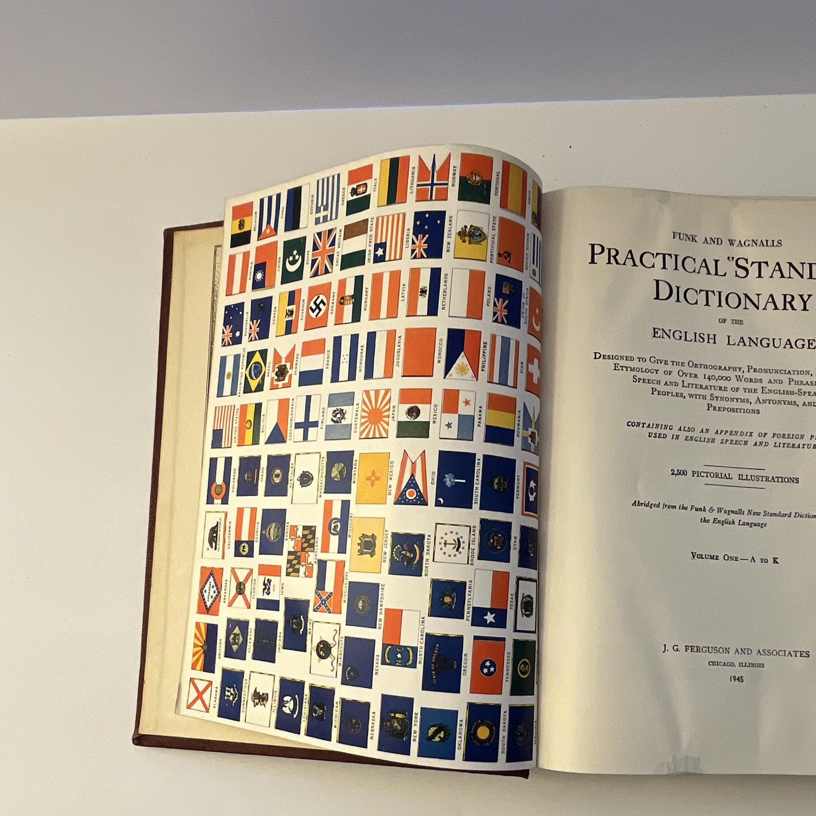 Funk and Wagnalls Practical Standard Dictionary 2-Volume Set Illustrated 1945