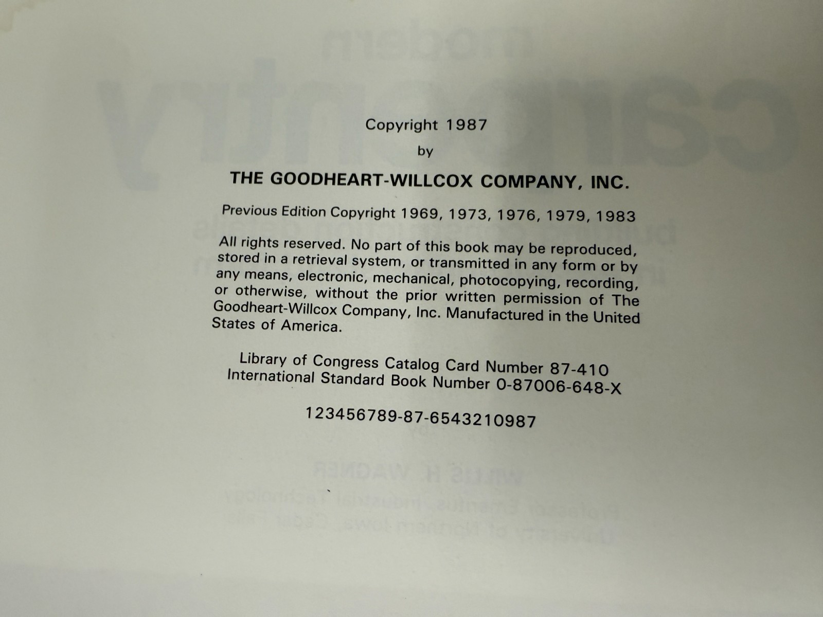 Modern Carpentry Willis H. Wagner 1983 Goodheart-Willcox Company, Inc. 592 pages