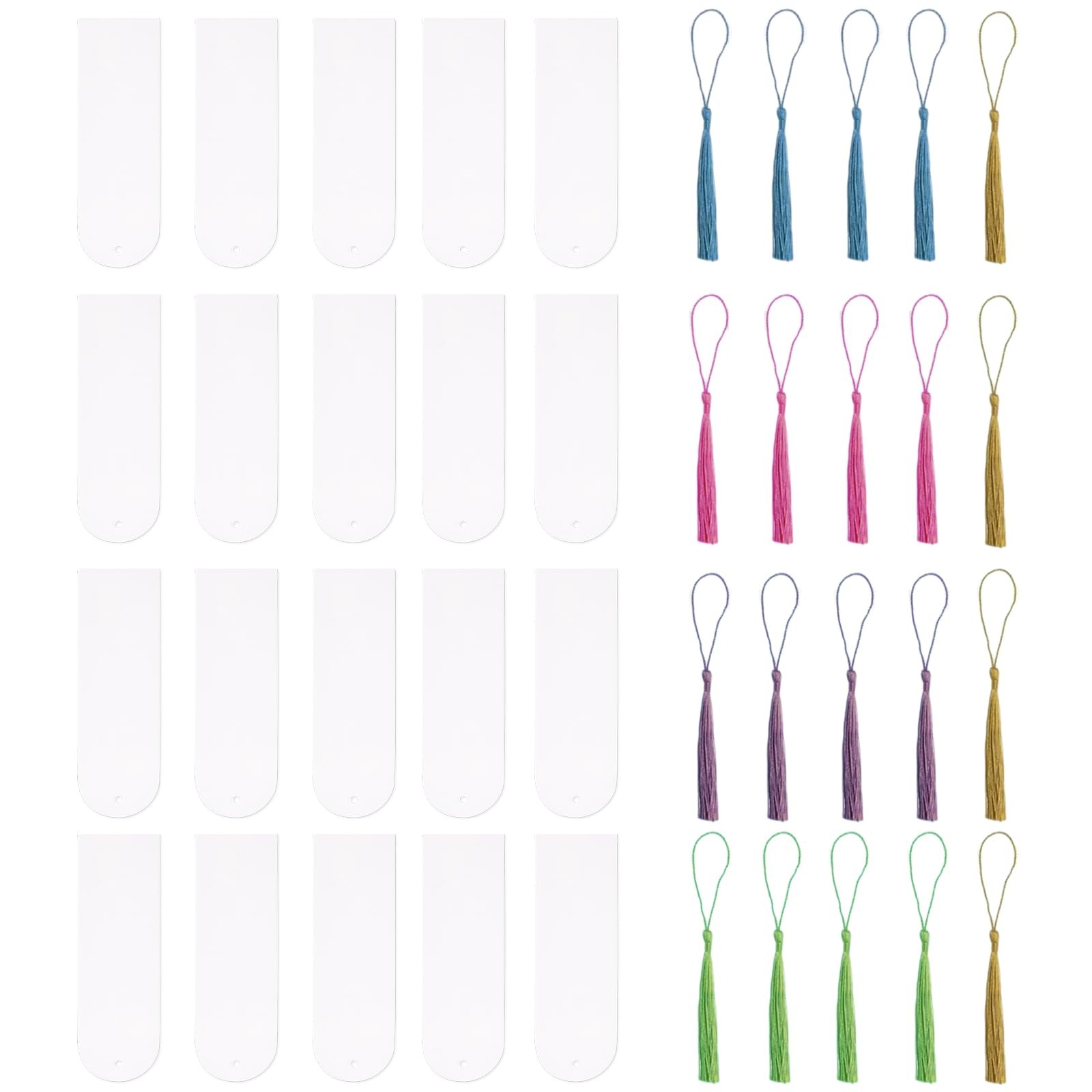 20 PCS Acrylic Bookmark Blanks with Tassels,Blank Bookmarks for DIY Crafts, G…