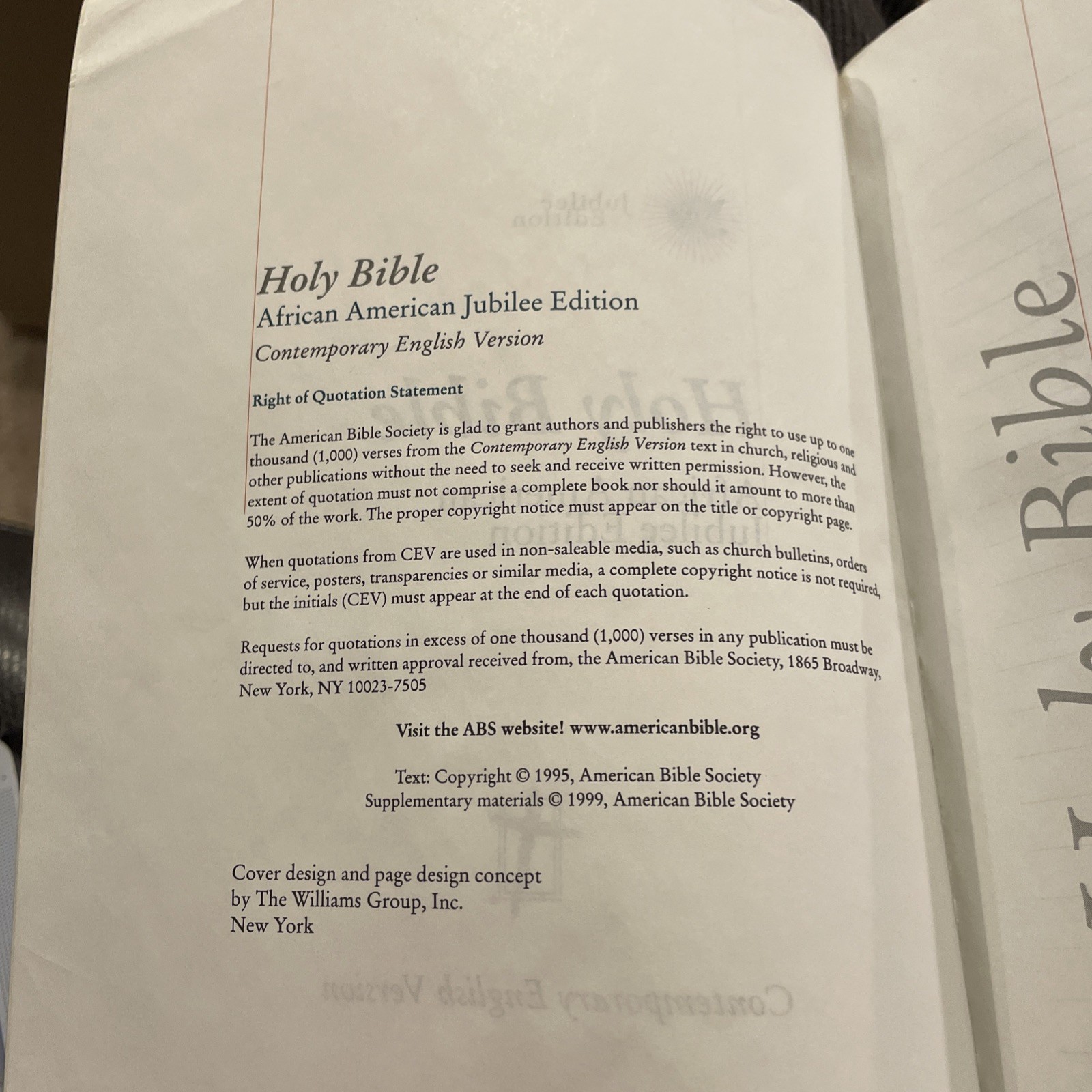1999 Holy Bible African American Jubilee Edition American Bible Society Green PB