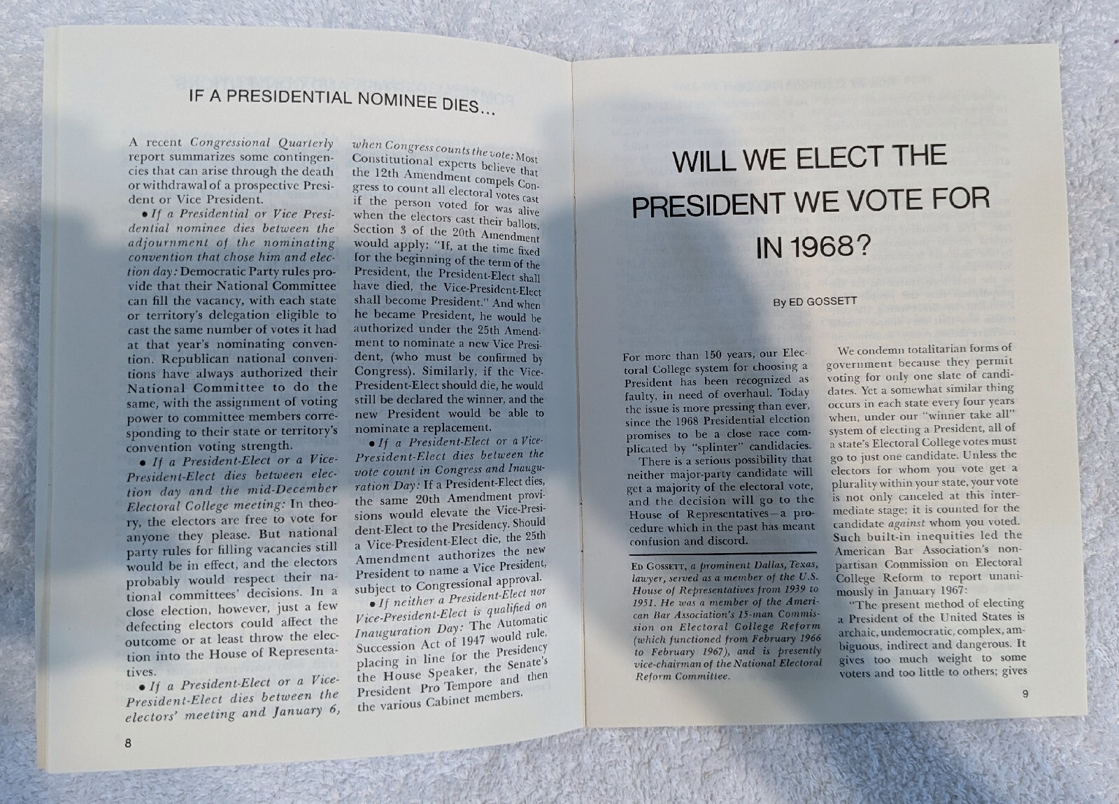 How We Elect Our President 1968 Reader’s Digest Educational Handbook 32 Pages