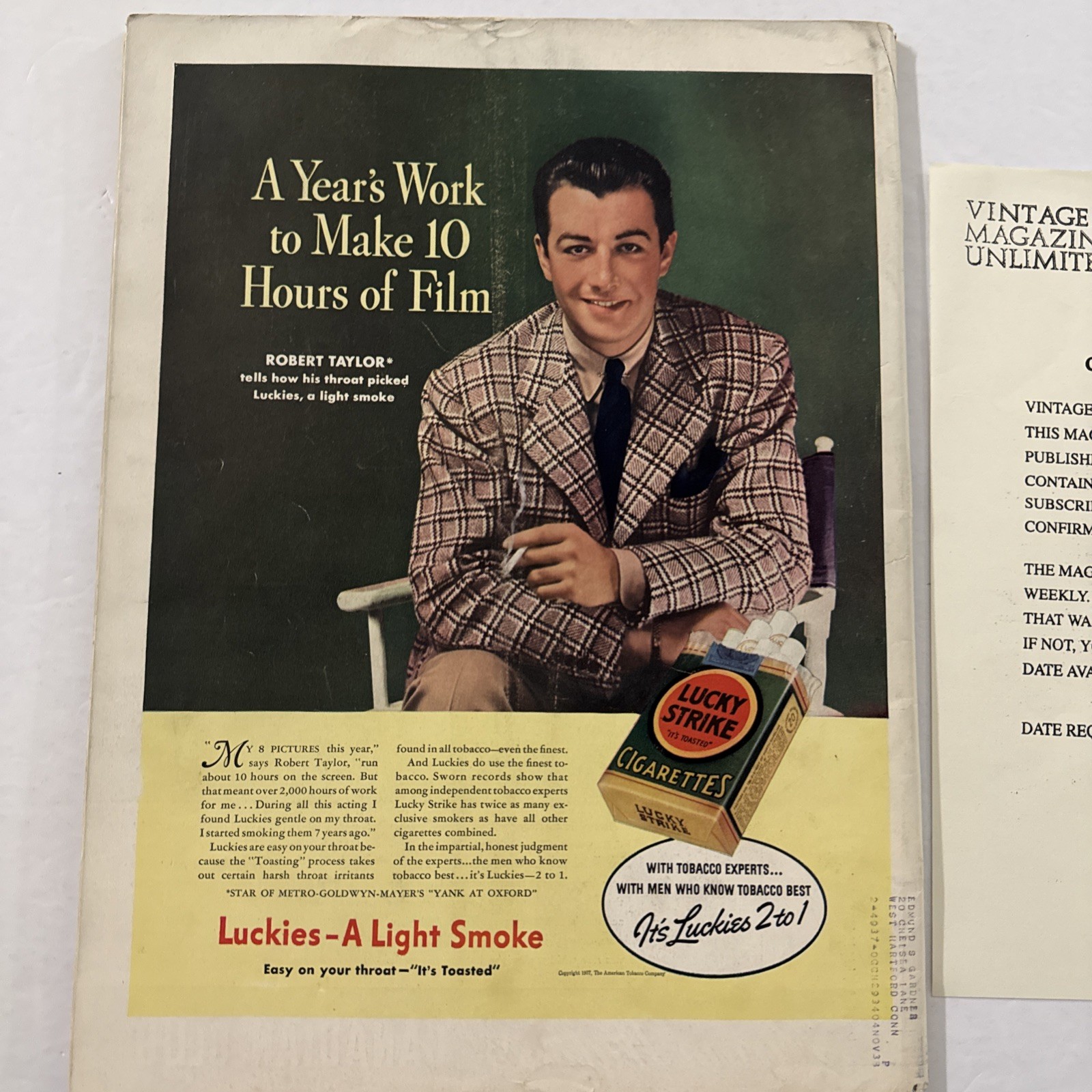 LIFE Magazine Nov 22 1937 Baby Cover Vintage Original w Certificate Sleeve