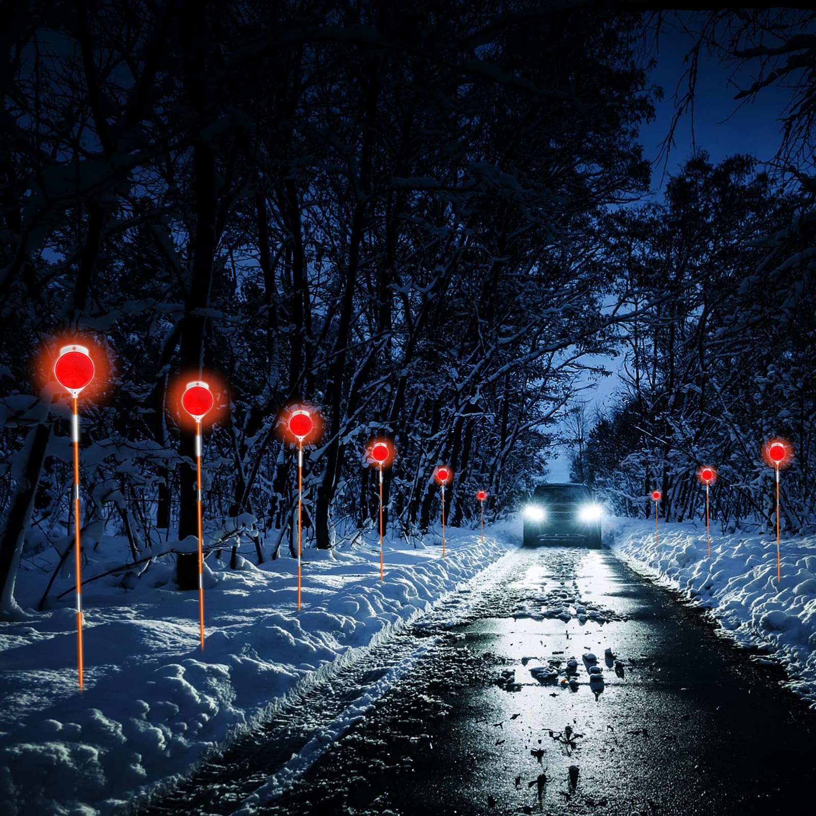 10Pcs Reflective Driveway Markers 48in Reflective for Driveway on Poles Orange