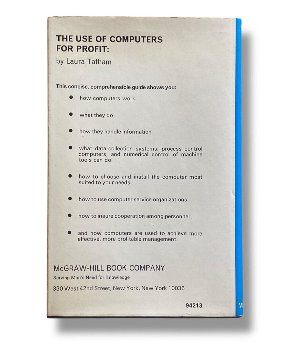 THE USE OF COMPUTERS FOR PROFIT Laura Tatham 1969 Vintage Hardcover *RARE*