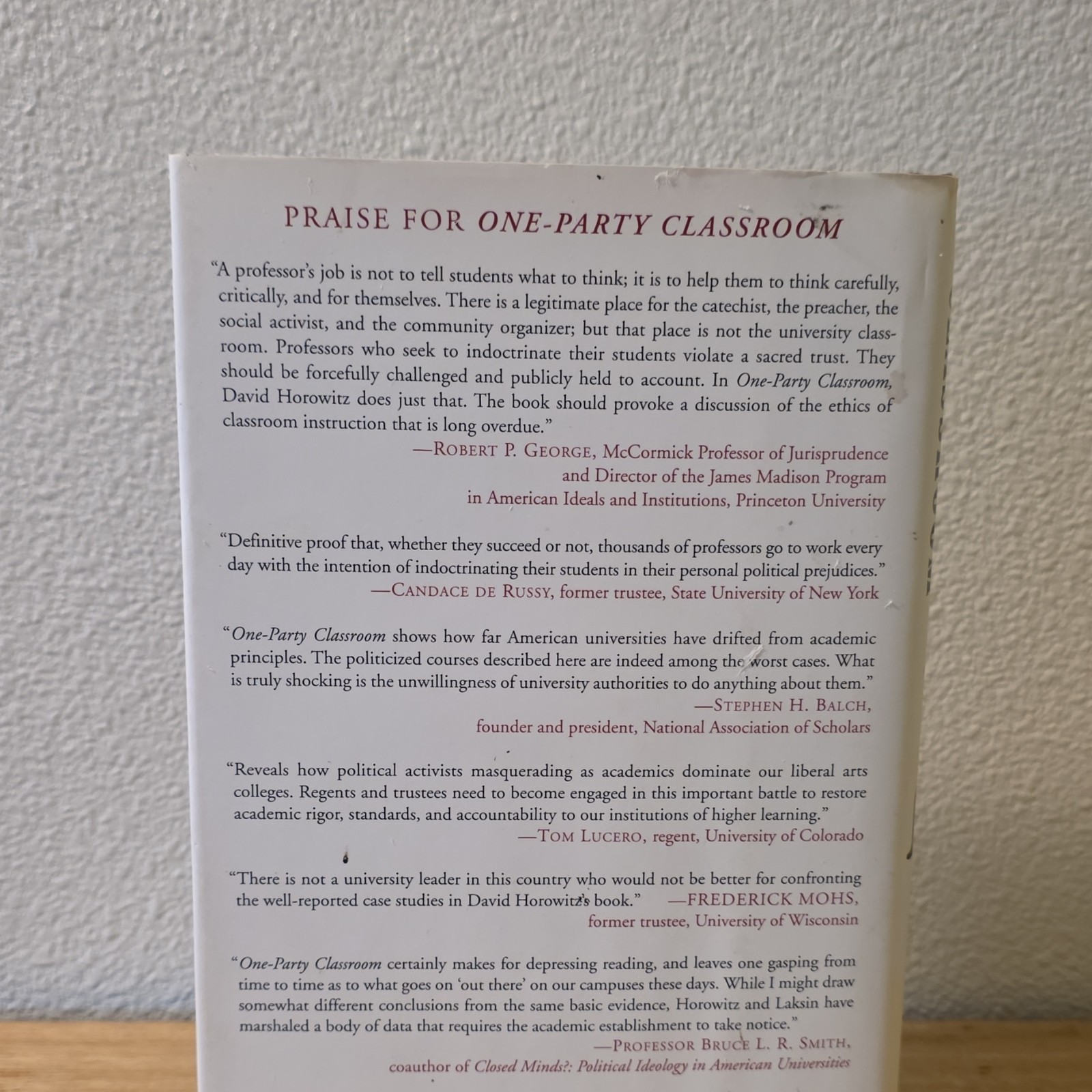 One-Party Classroom Hardcover w/ Dust Jacket by Horowitz & Laksin Crown Forum