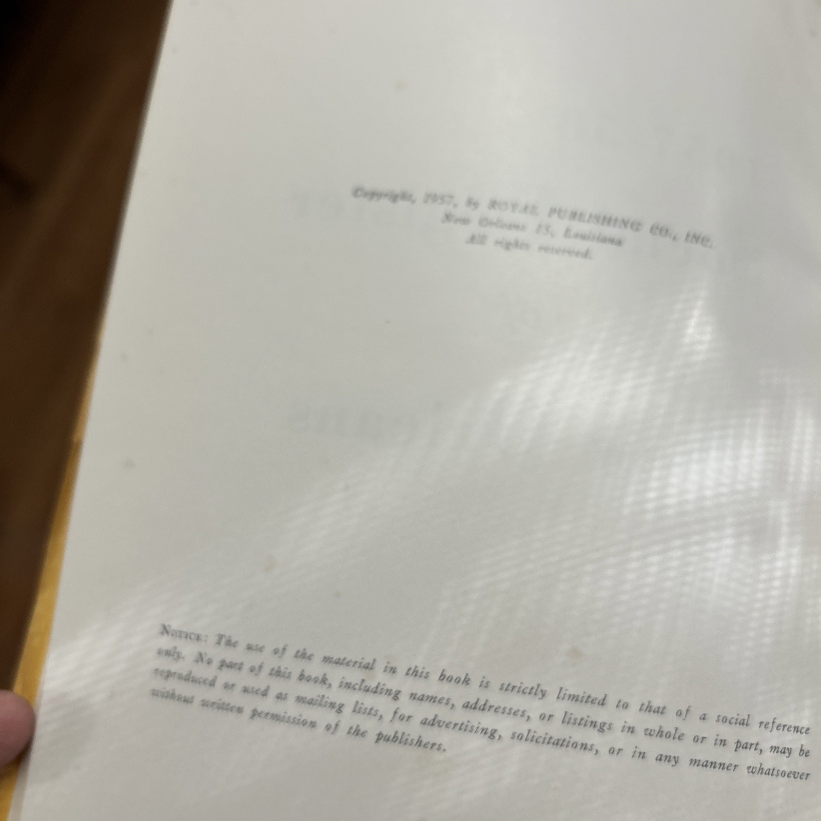 1957-58 Social Register of New Orleans Yellow paper cover 228 pages Debutantes