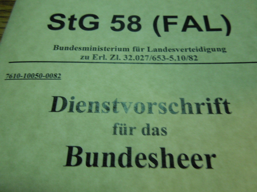 Austrian Army Sturmgewehr STG 58 FAL Rifle Manual 55 Pages English Translation 