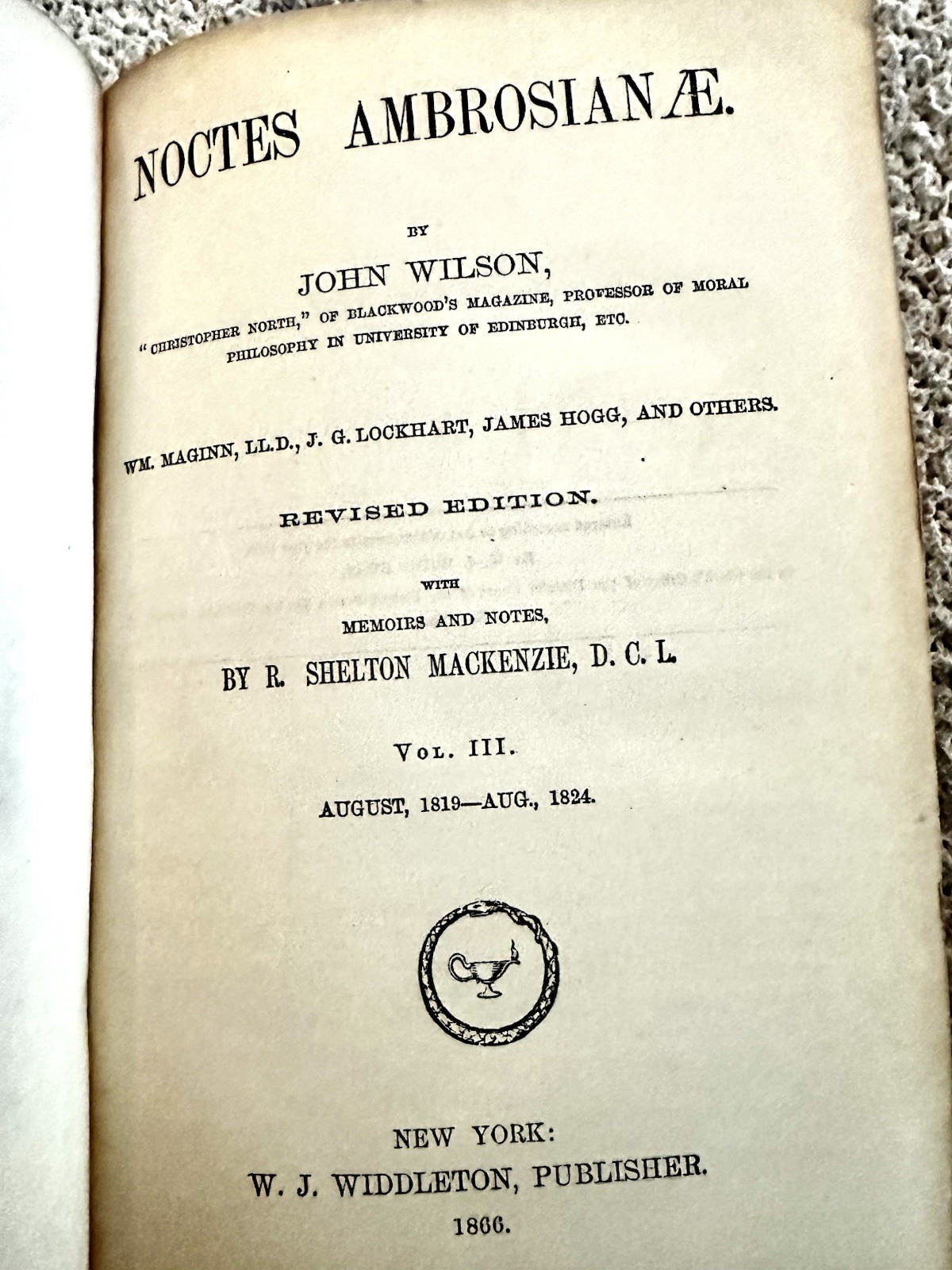 1866- 1867, Revised Ed., 5 Vols (Complete), Noctes Ambrosianae, John Wilson