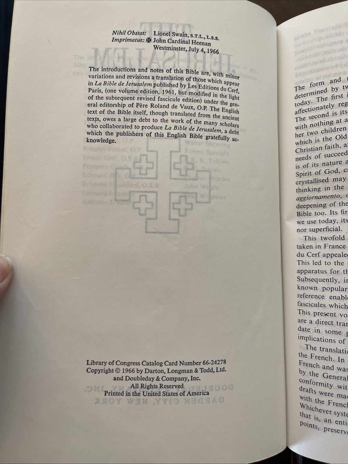 The Jerusalem Bible 1966 French Morocco Leather Doubleday Original 1st Print