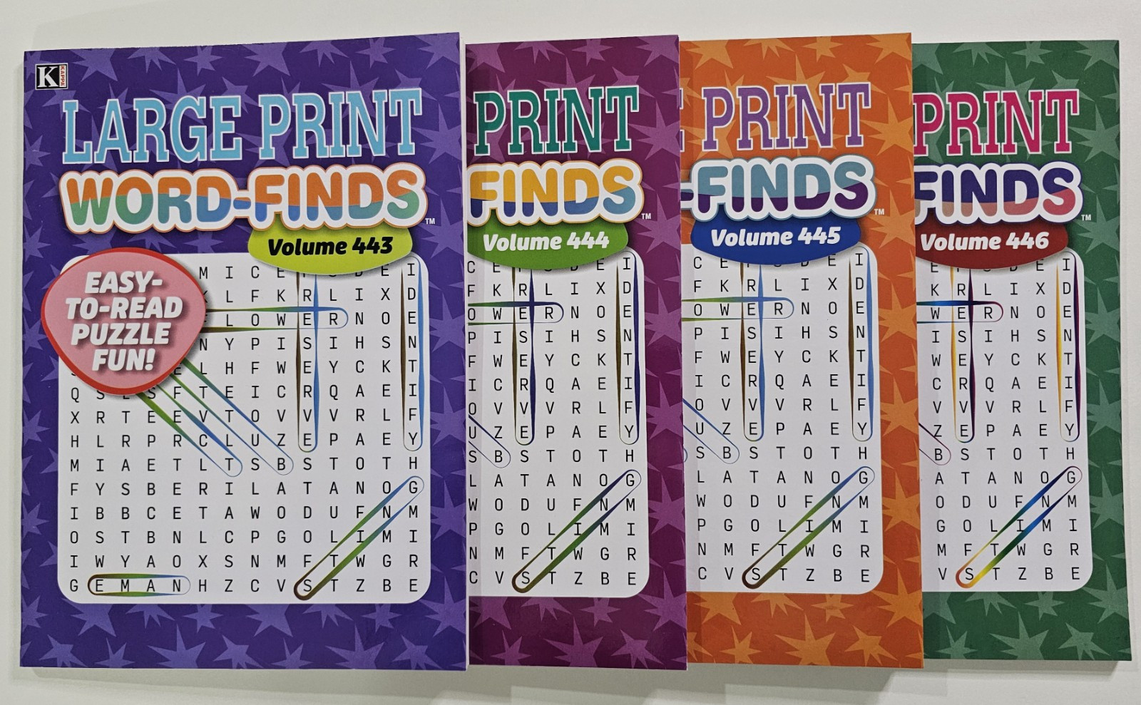 4 Large Print Word-Finds Puzzle Books Kappa Games Vol #443-446 ~ 80 Puzzles Each