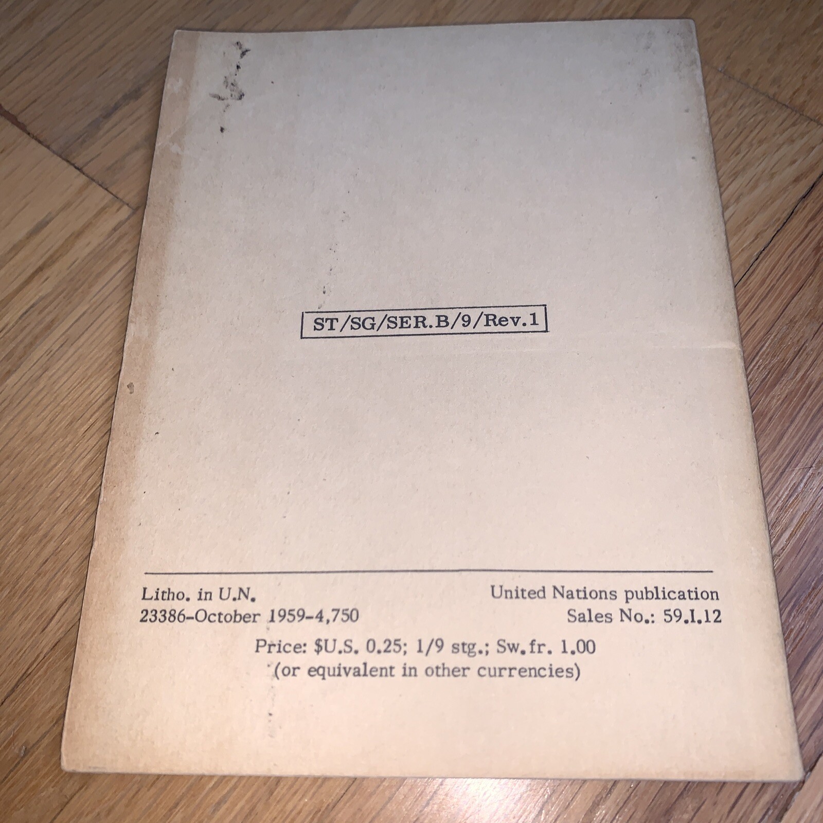 1959 DELEGATIONS TO THE UNITED NATIONS 166 pages