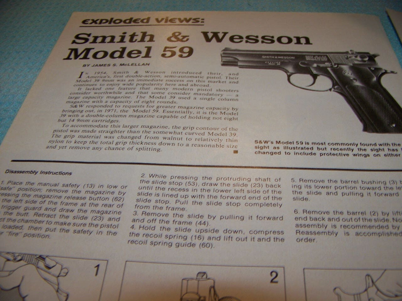 SMITH & WESSON MODEL 59 (9MM)..HISTORY/EXPLODED VIEW/DISASSEMBLY (838NN)