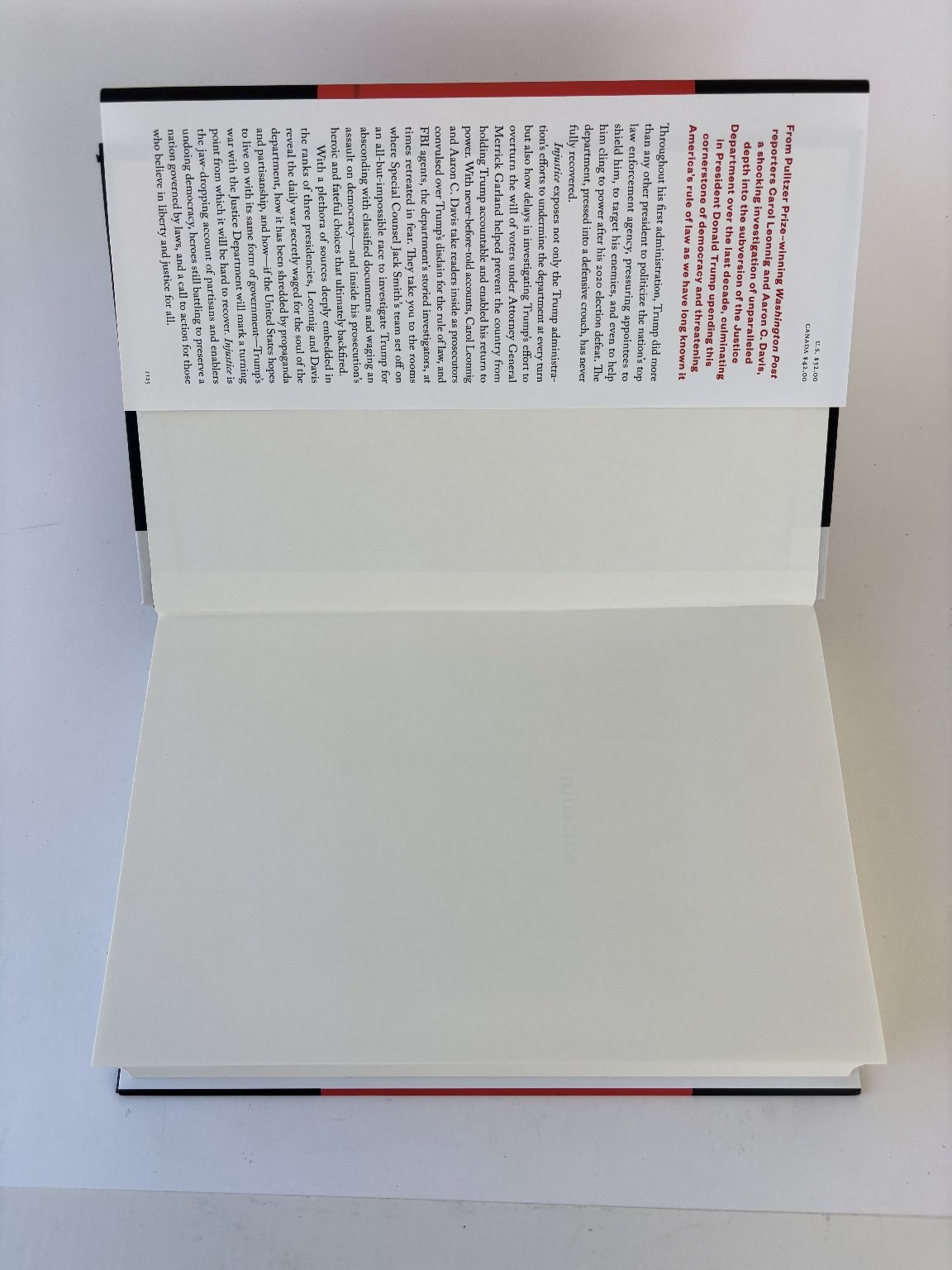 INJUSTICE Leonnig Davis 2025 1st Printing Political Nonfiction Penguin Press