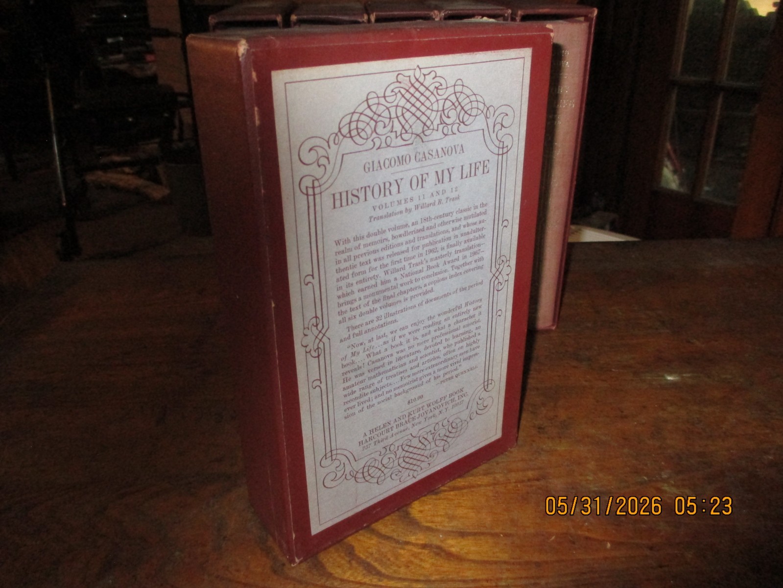 Giacomo Casanova History of My Life Volumes 1-12 (bound in 6.) Slipcased.