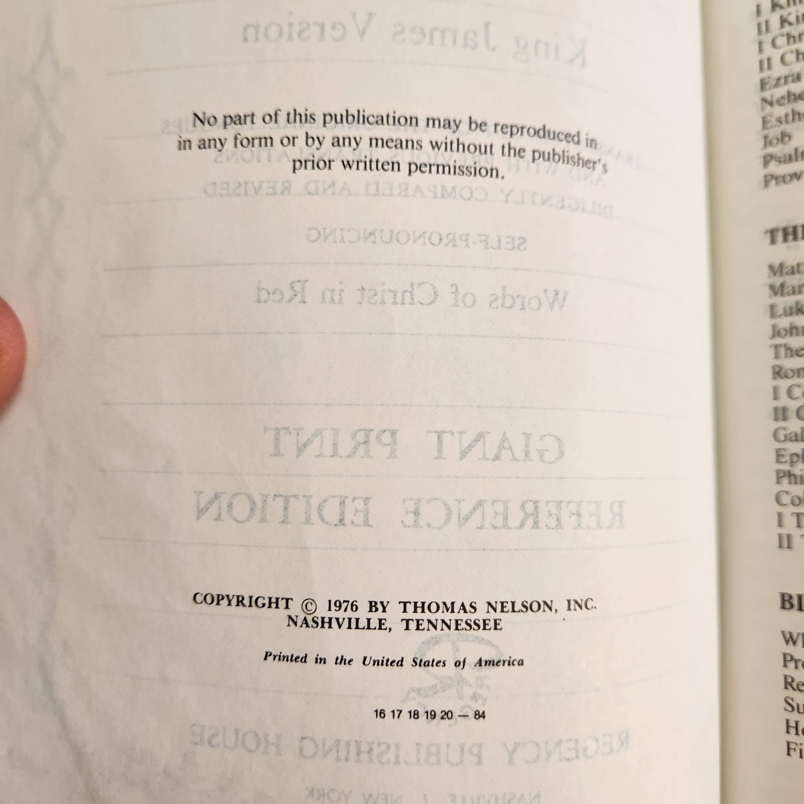 Holy Bible KJV Giant Print Red Letter Reference Concordance 1976 Regency