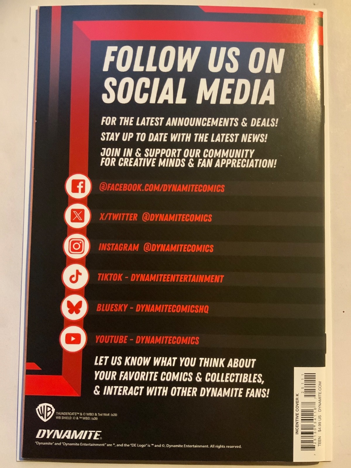 Dynamite Entertainment – THUNDERCATS #25 K LUCIO PARRILLO 1:15 VIRGIN VARIANT