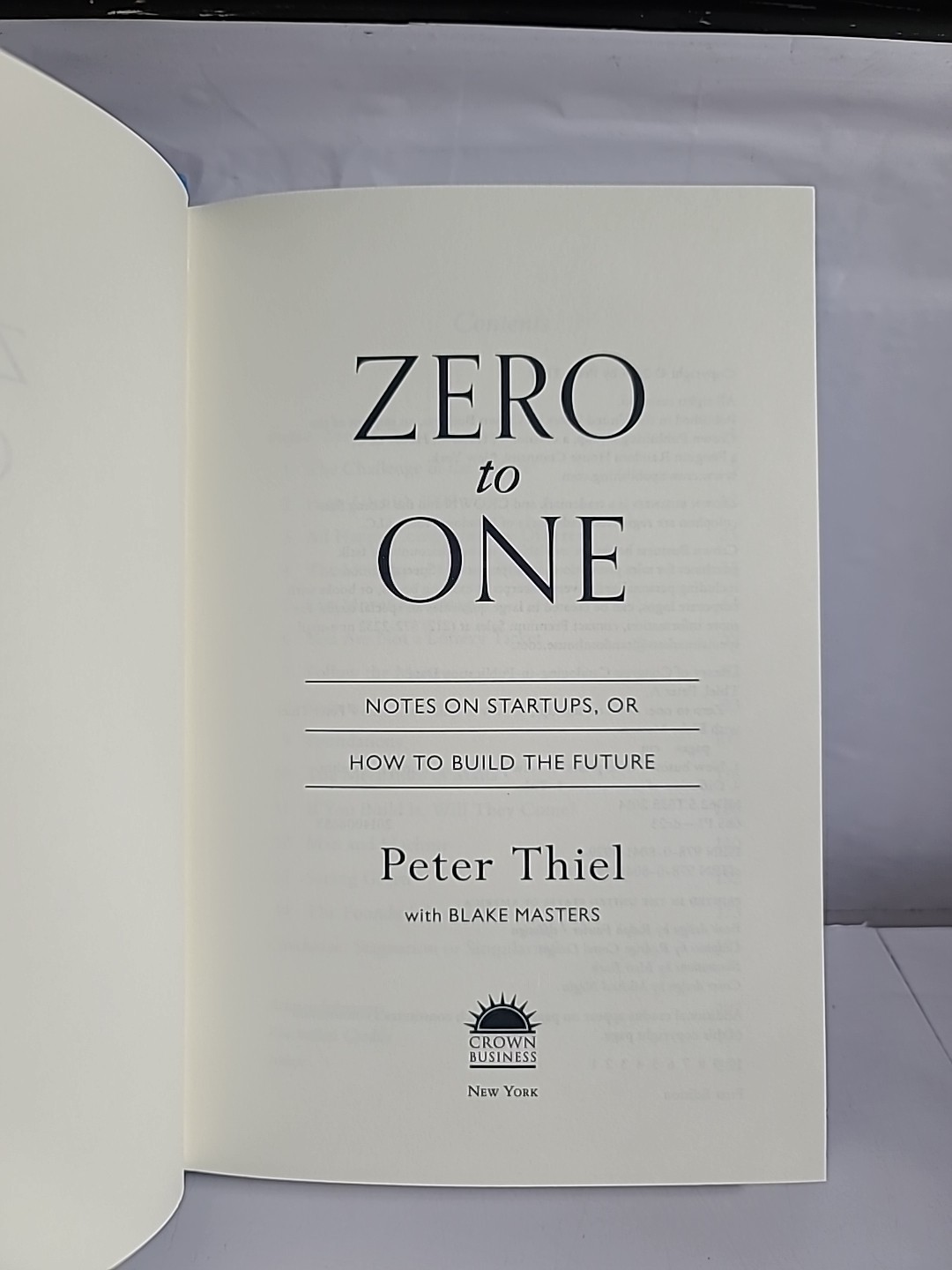 Zero to One Peter Thiel Hardcover First Edition Crown Business 2014