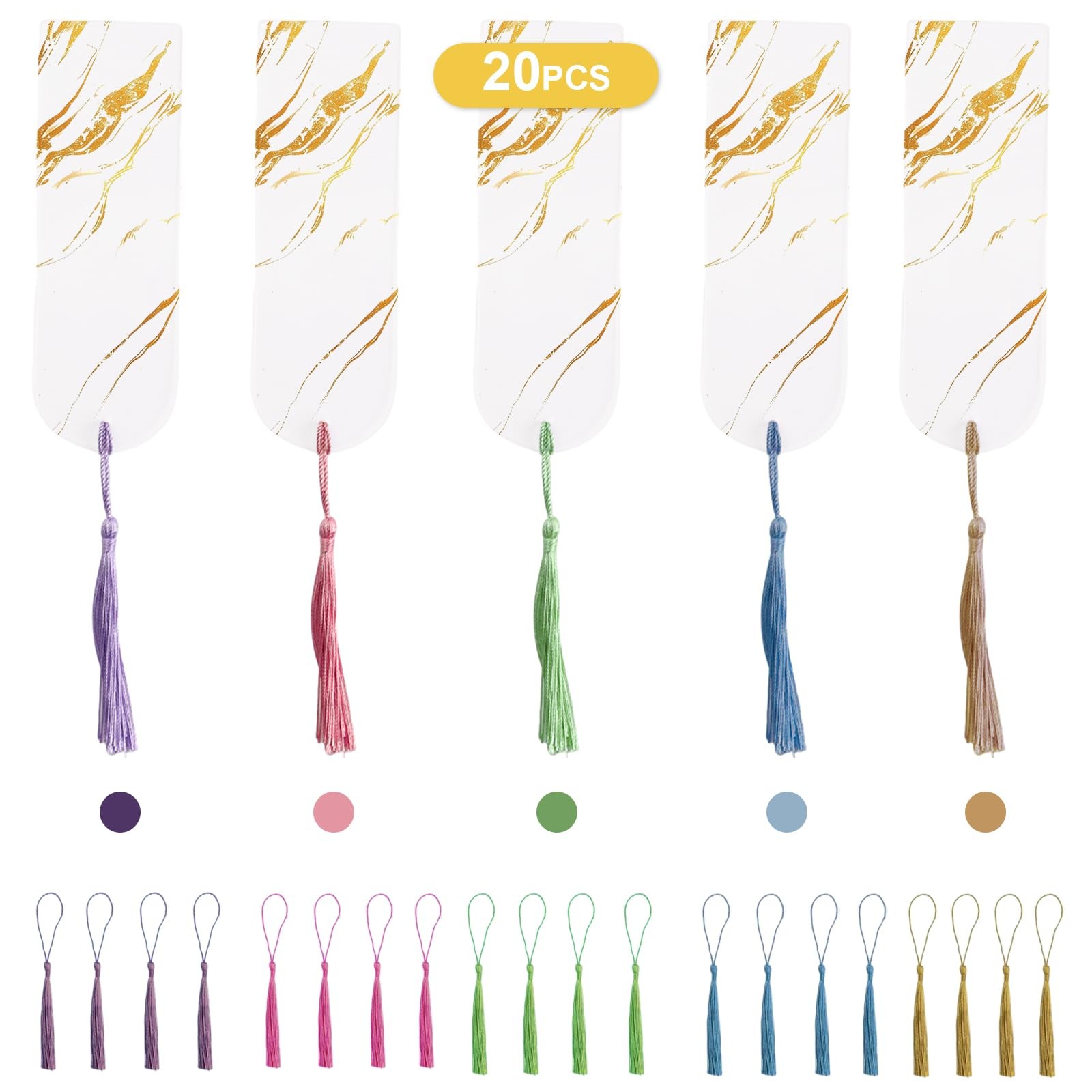 20 PCS Acrylic Bookmark Blanks with Tassels,Blank Bookmarks for DIY Crafts, G…