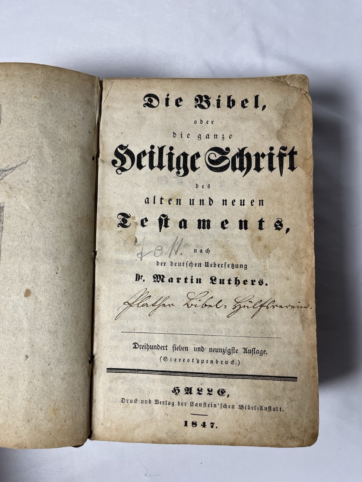 1847 German Luther Bible Die Bibel Heilige Schrift Antique Leather Bound