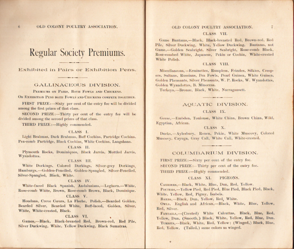 The Second Annual Exhibition of The Old Colony Poultry Association, December1886