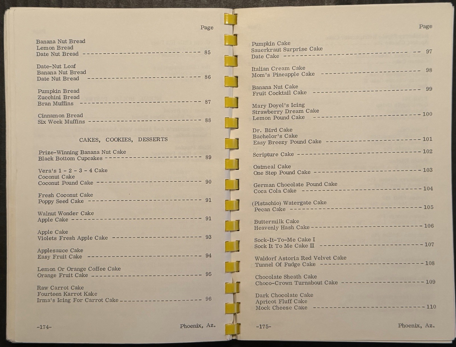 1978 PHOENIX, AZ, CENTRAL BAPTIST CHURCH COOKBOOK 182 PAGES VINTAGE